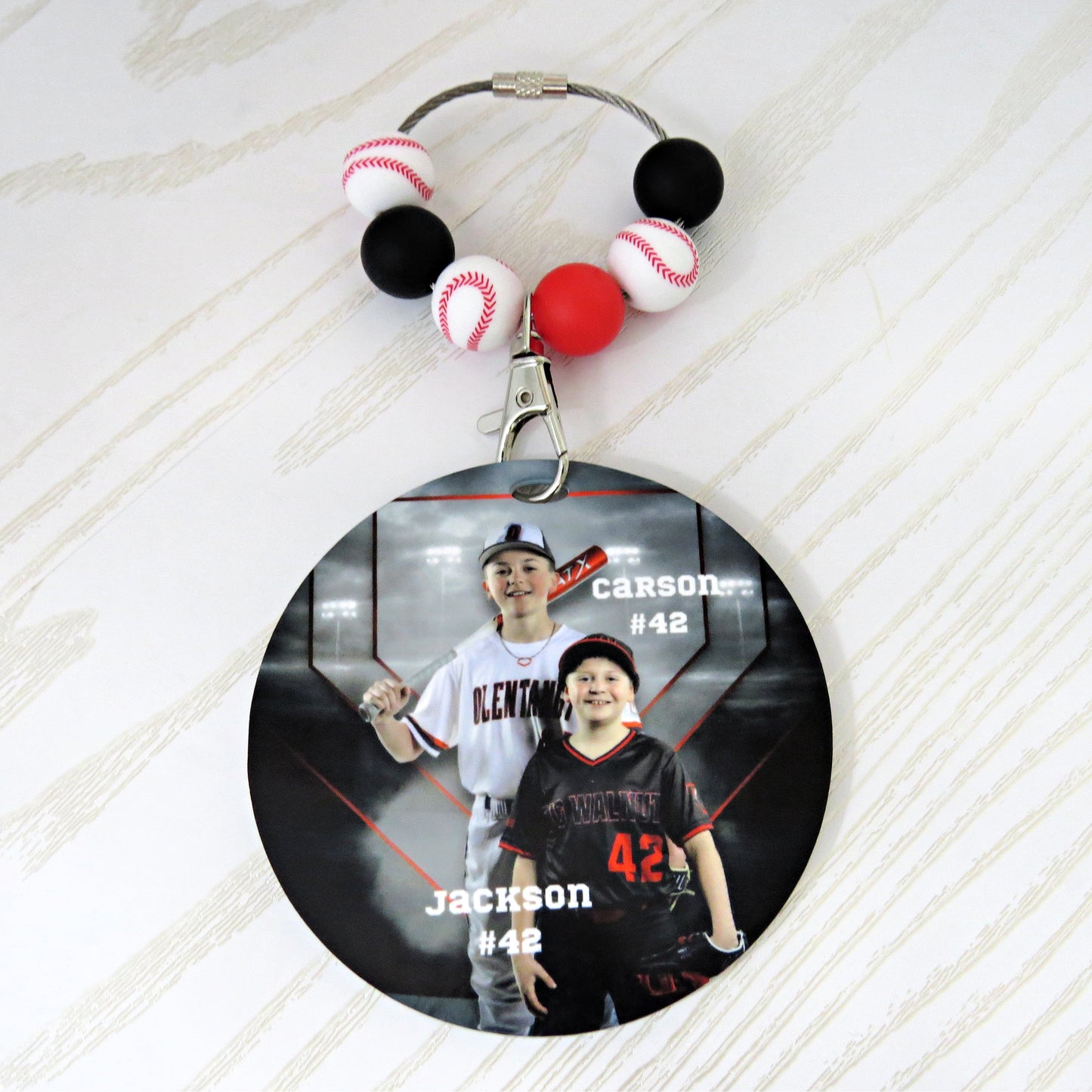 Personalized Baseball Mom Bag Tag with Name for Purse Backpack Sports Bag - Custom Kids Picture Acrylic ID