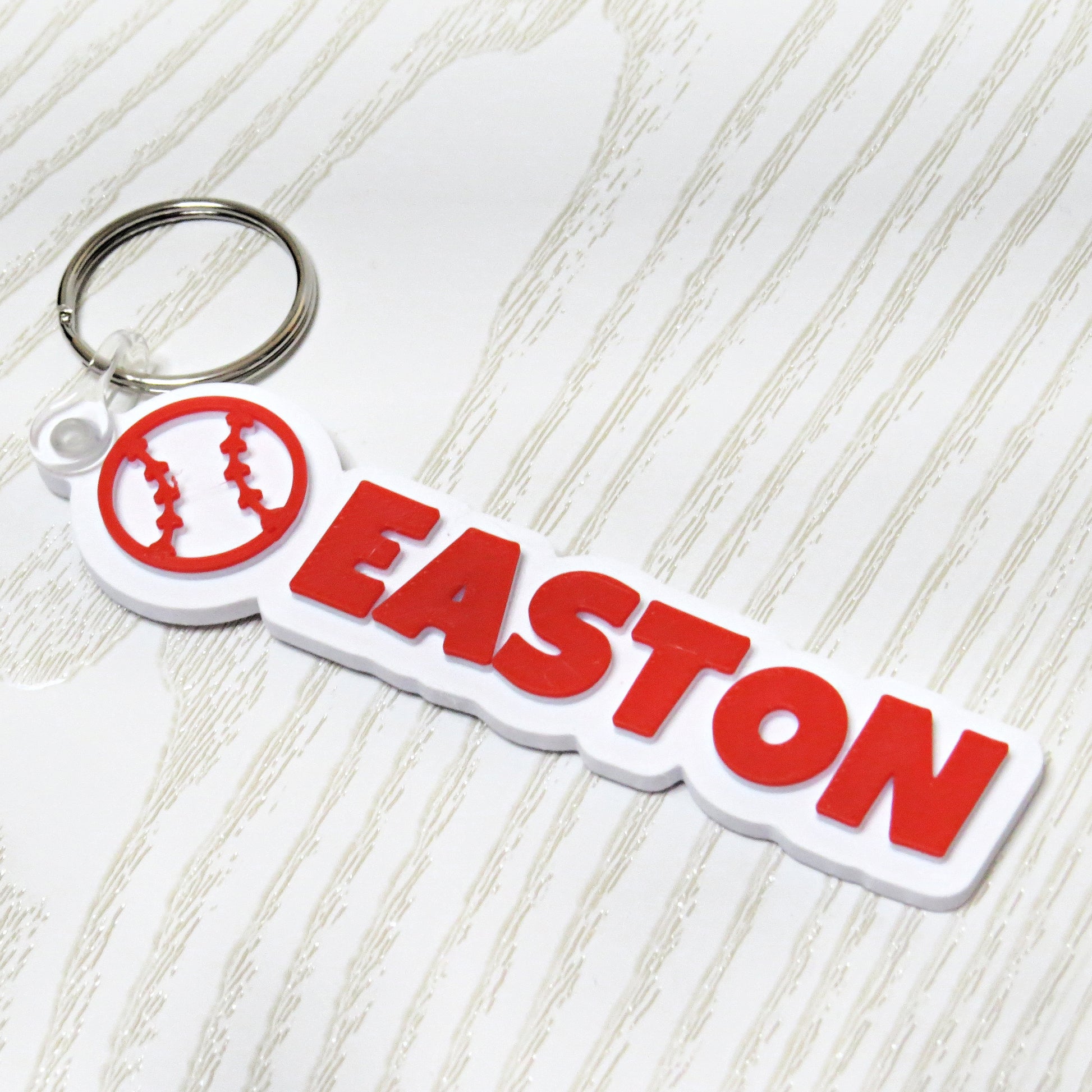 Personalized Baseball Keychain Bag Tag - close-up of design detail