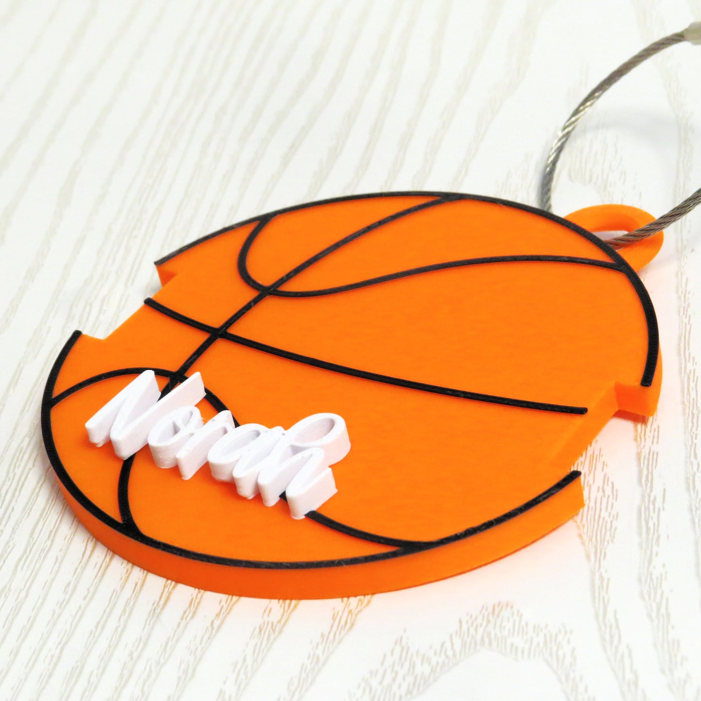 Personalized Basketball Bag Tag with Hair Tie Holder — Custom Name Keychain for Athletes