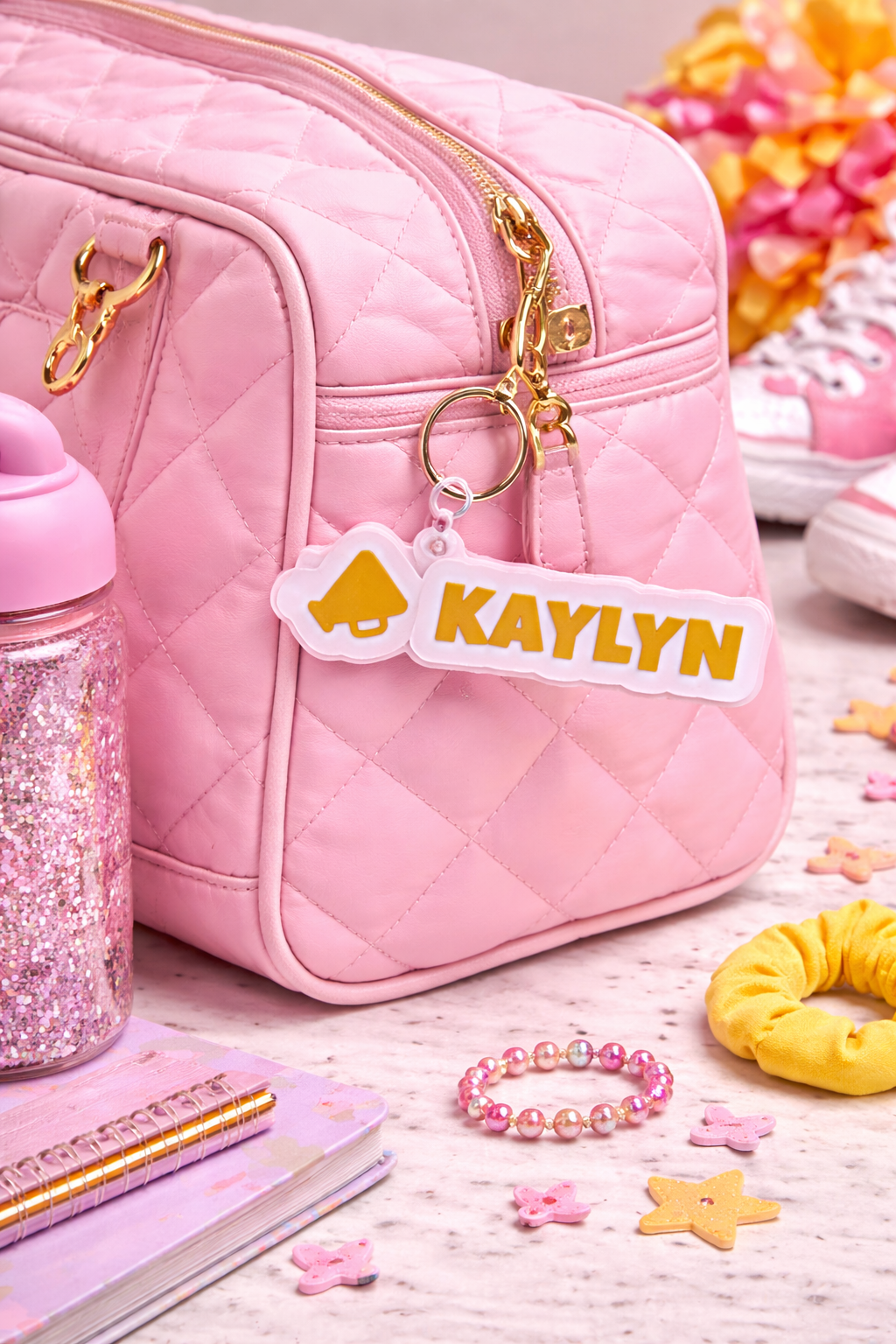 personalized cheer megaphone keychain bag tag custom 3d printed name keychain for cheerleaders backpack accessory team spirit gift
