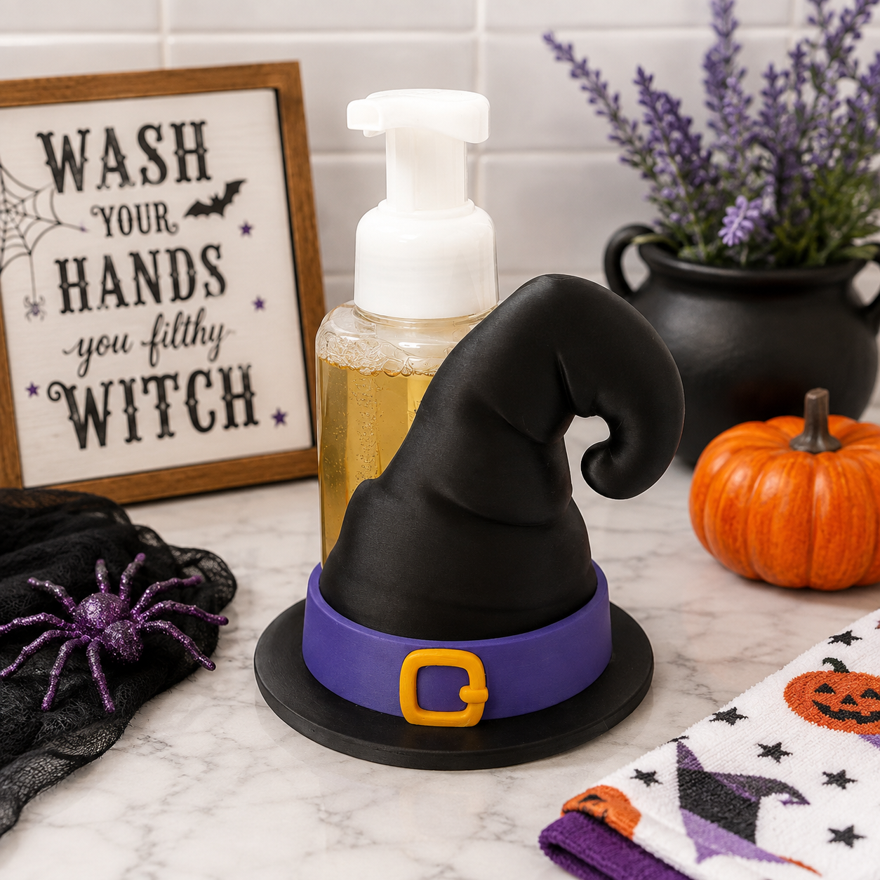 Witch Hat Foaming Soap Holder – 3D Printed Halloween Spooky Decor – BBW Compatible