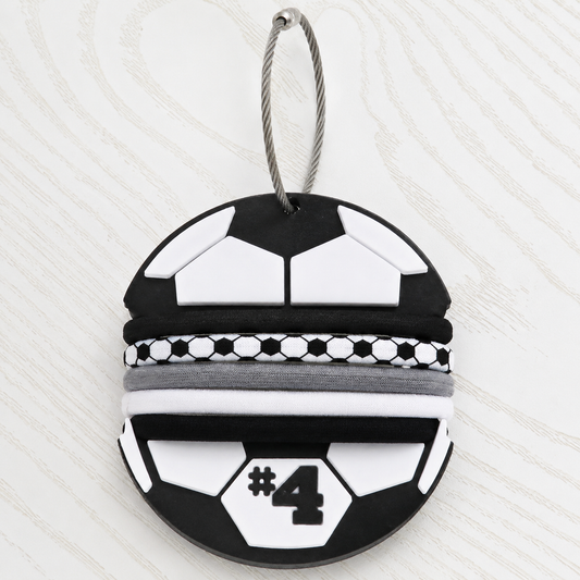 black-white-3d-printed-soccer-ball-personalized-jersey-number-hair-tie-bag-tag-stainless-cable-ring-sports-backpack