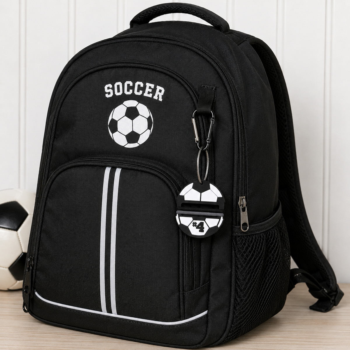 Soccer Ball Hair Tie Bag Tag – 3D Printed Personalized Jersey Number Sports Accessory