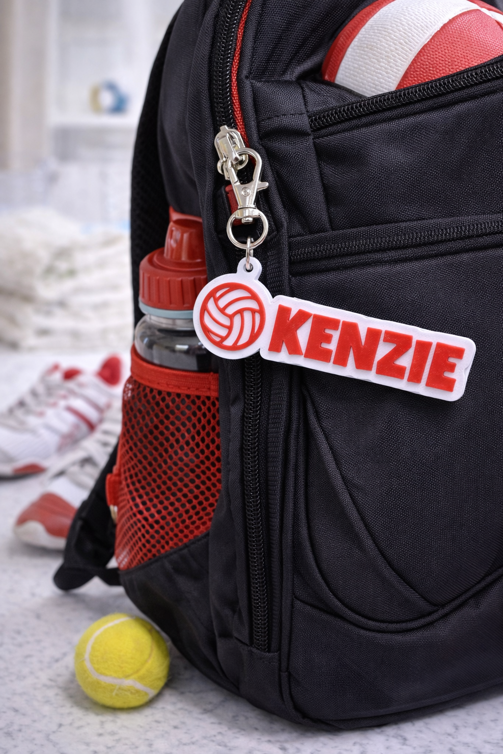 Personalized 3D Volleyball Keychain – Custom Name Sports Bag Tag for Backpacks & Team Gifts