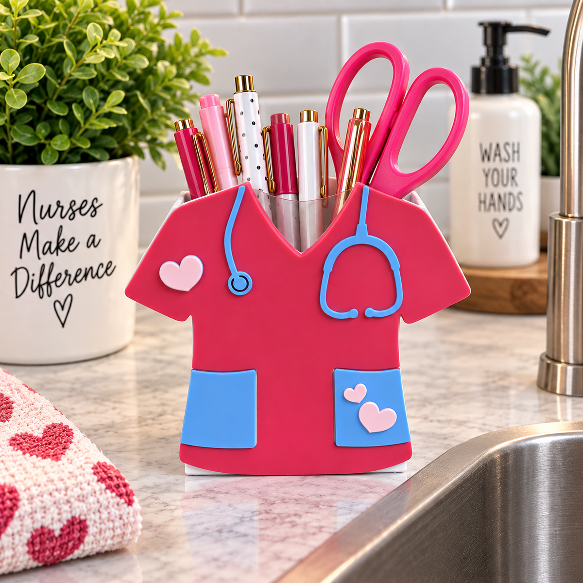 Cute Nurse Scrub Pencil Holder — Desk Organizer Gift for Nurses and Nursing Students