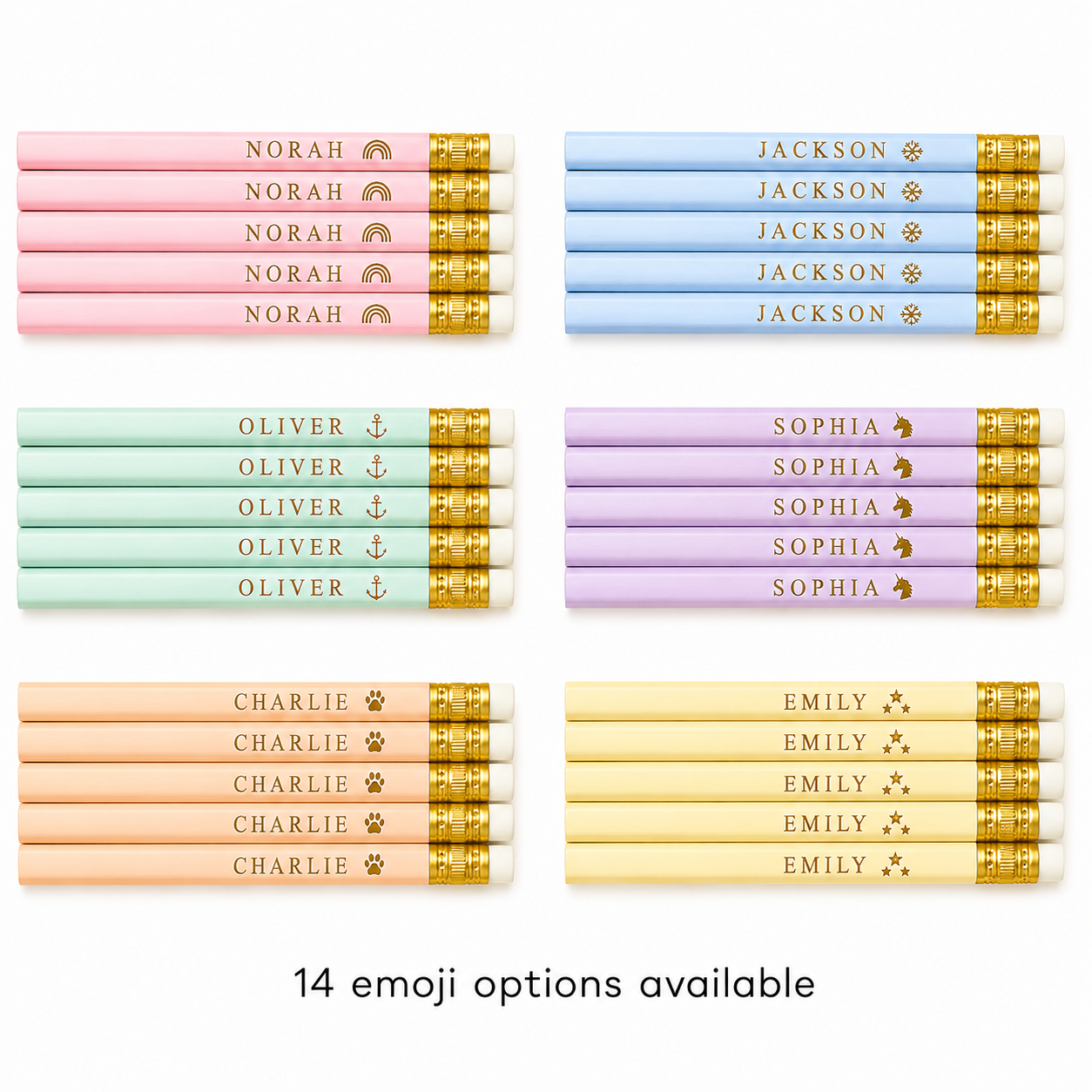 Personalized Pastel Pencils – Custom Name Foil Stamped School Supplies
