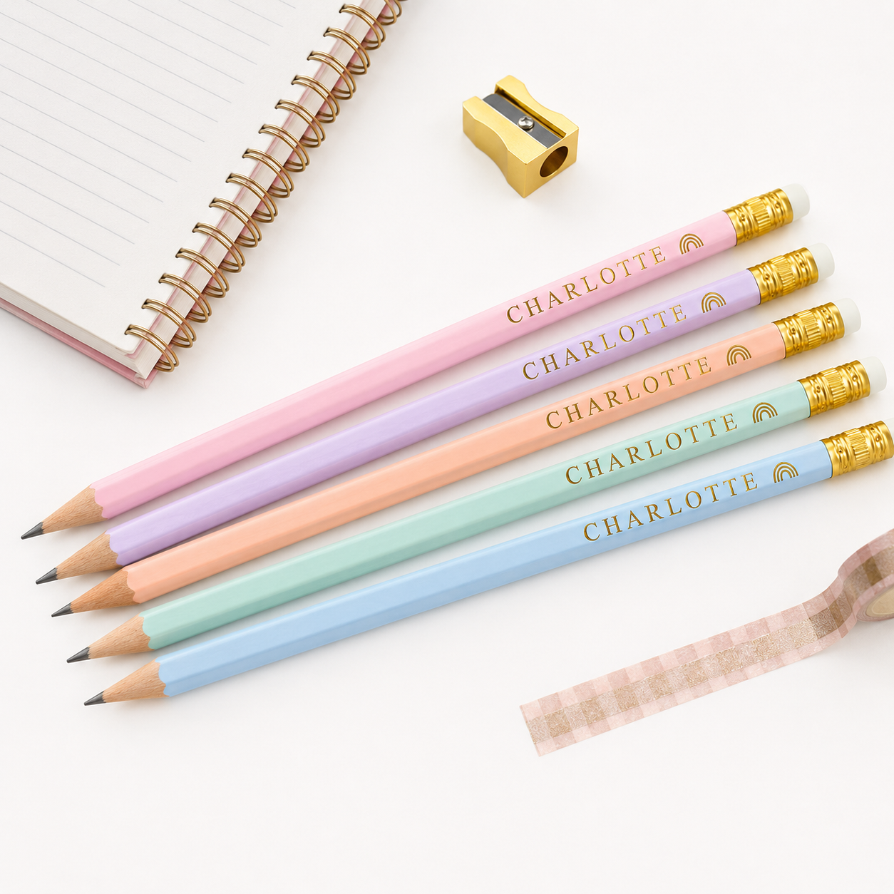 Personalized Pastel Pencils – Custom Name Foil Stamped School Supplies