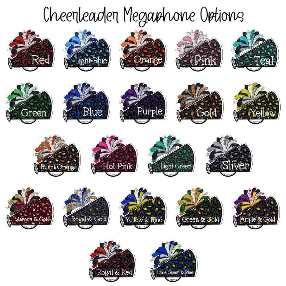 Personalized Cheerleader Keychain – Custom Name Megaphone Bag Tag