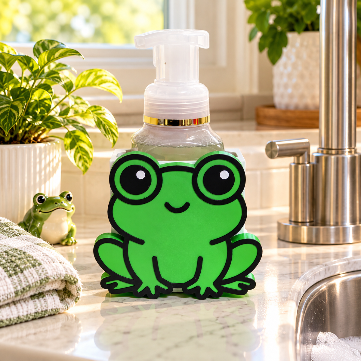Frog Foaming Soap Holder — Bath and Body Works Compatible Cute Animal Bathroom Decor Stand