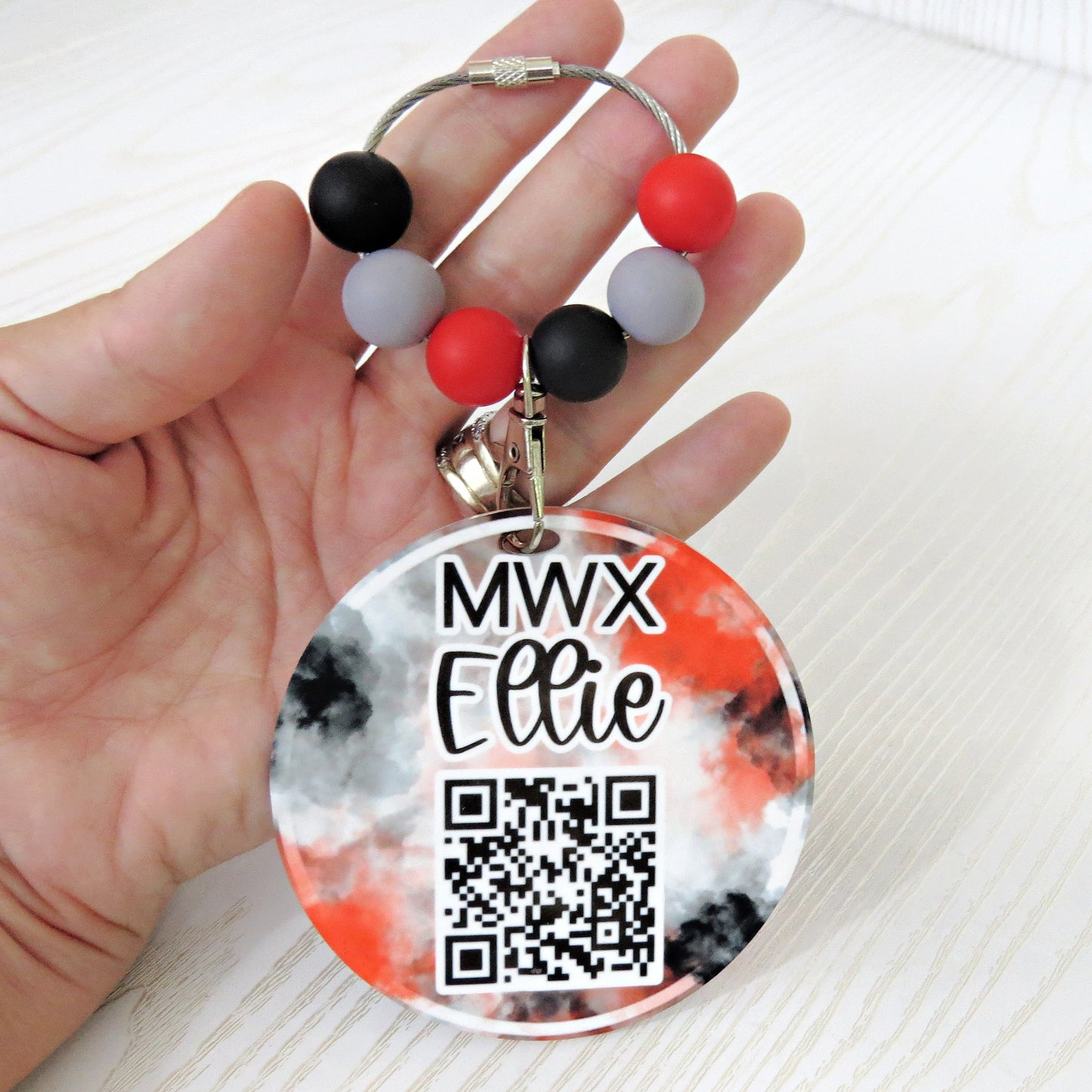 Custom QR Code Portable Sign for Business - Stylish Keychain You Provide Logo & QR Code - Scan to Follow and Order for Your Company