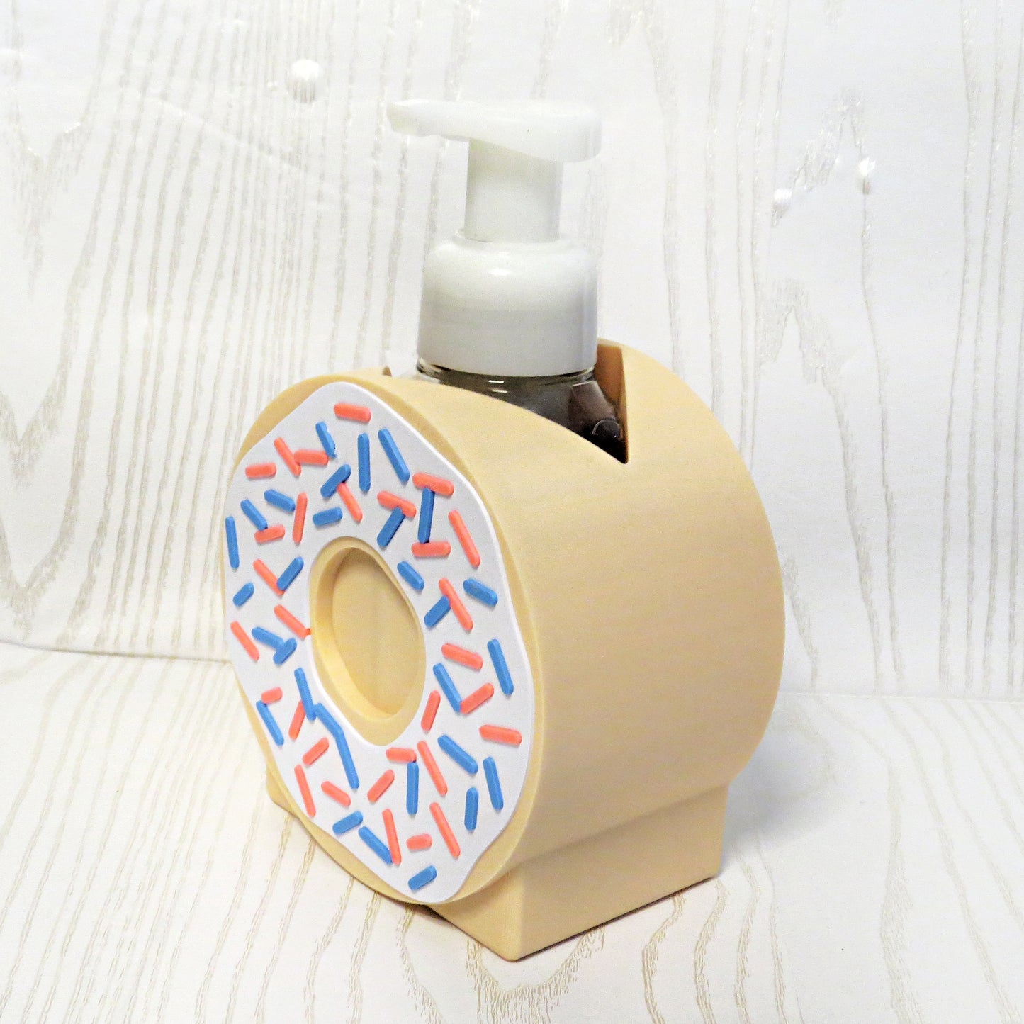 Donut Foaming Soap Holder – 3D Printed Frosted Sprinkle Donut Kitchen Bathroom Decor – BBW Compatible