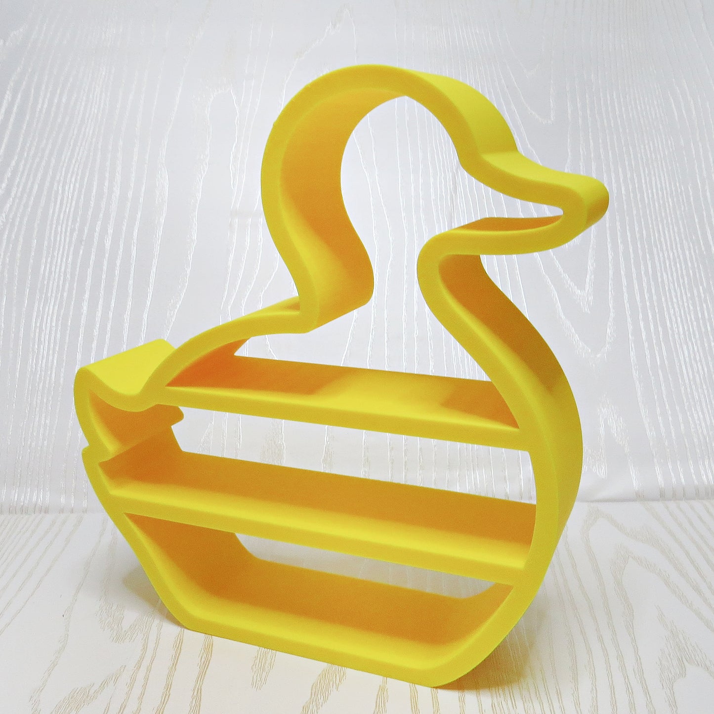 Duck Mini Shelf – 3D Printed Yellow Rubber Duck Silhouette with Three Open Shelf Tiers – Freestanding Kids Room Nursery Bathroom Trinket Organizer – Duck Lover Baby Shower Gift