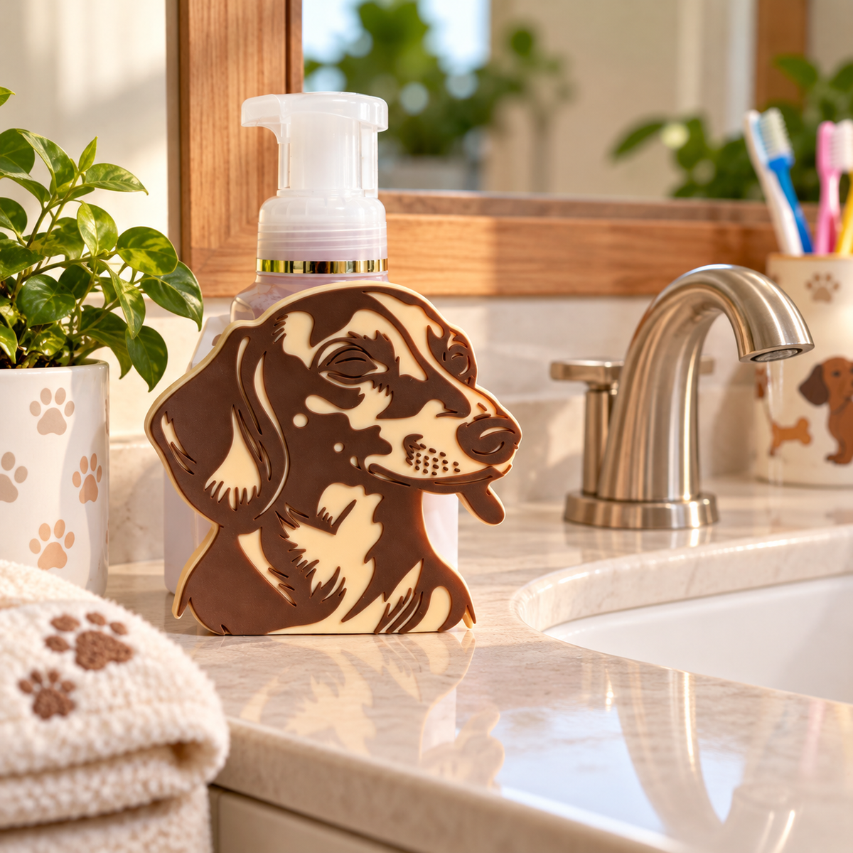 Dachshund Foaming Soap Holder — Bath and Body Works Compatible Dog Bathroom Decor Stand