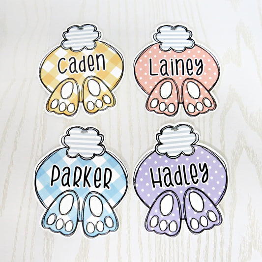 Custom Personalized Bunny Bottom Easter Basket Tags - Easter Tags Personalized - Easter Basket Tags Name Easter Decoration Custom Place Cards Easter Gifts