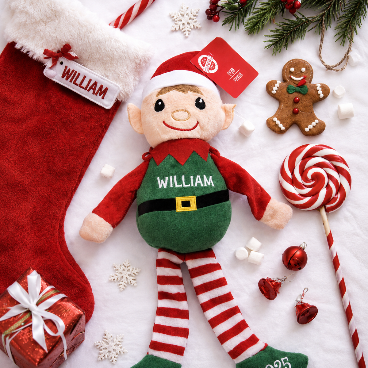 Personalized Christmas Elf Doll – Custom Name Holiday Plush Decoration