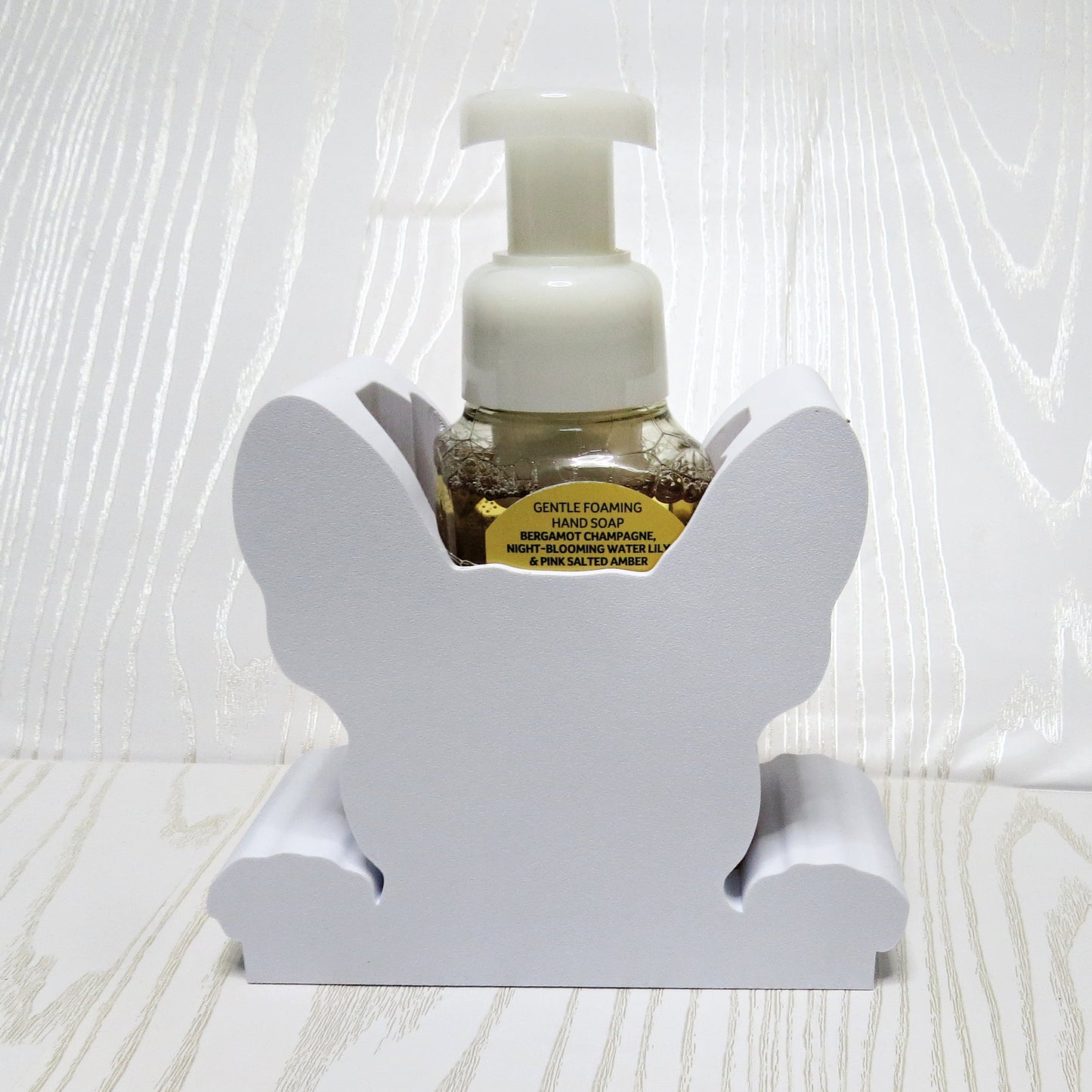 French Bulldog Foaming Soap Bottle Holder – Cute 3D Printed Two-Tone Tan and White Frenchie Peeking Face – Bath and Body Works Foaming Soap Dispenser Stand – Dog Breed Bathroom Kitchen Counter Decor – French Bulldog Owner Frenchie Lover Gift