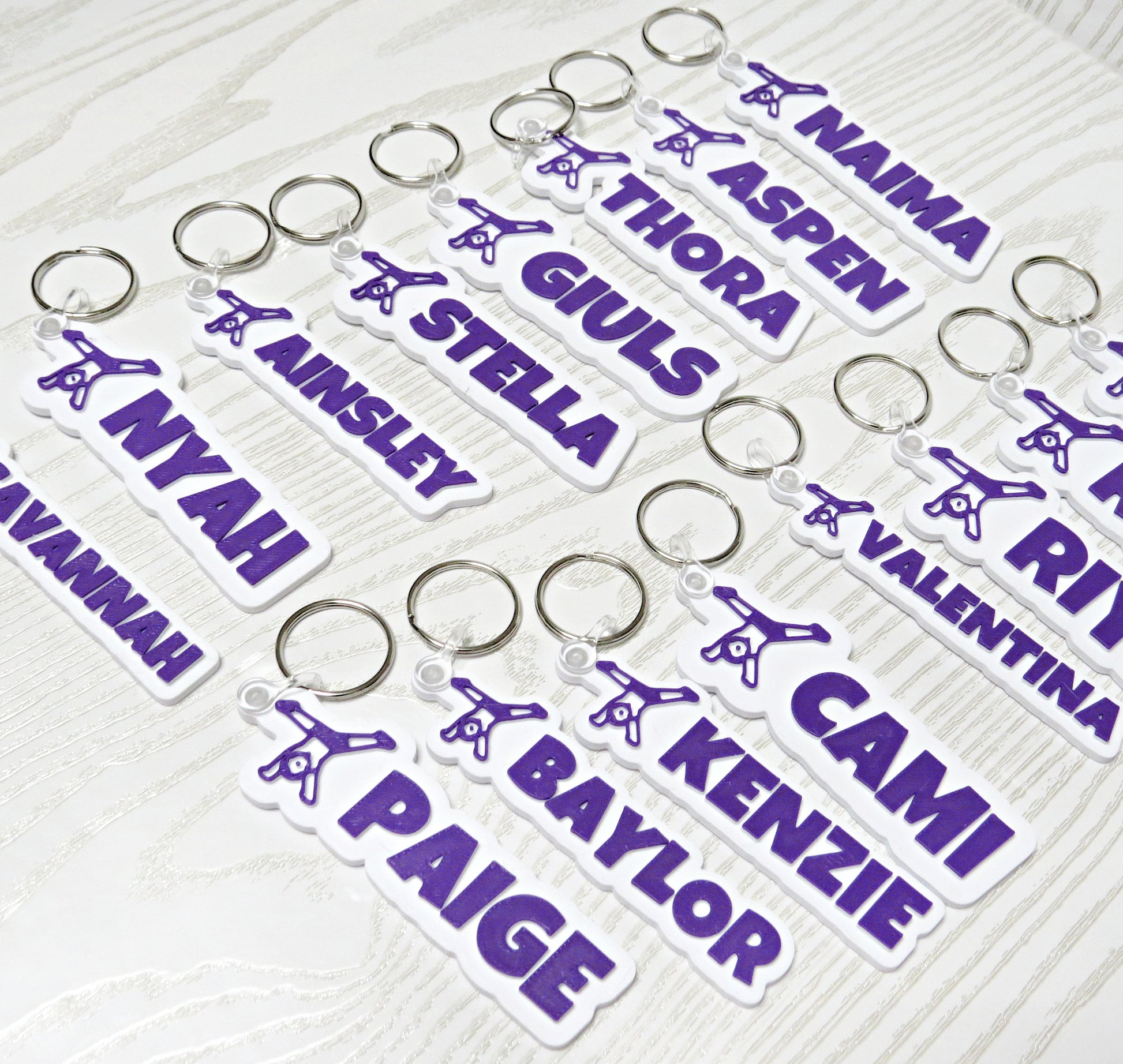 Personalized Gymnastics Bag Tag Keychain - back side view