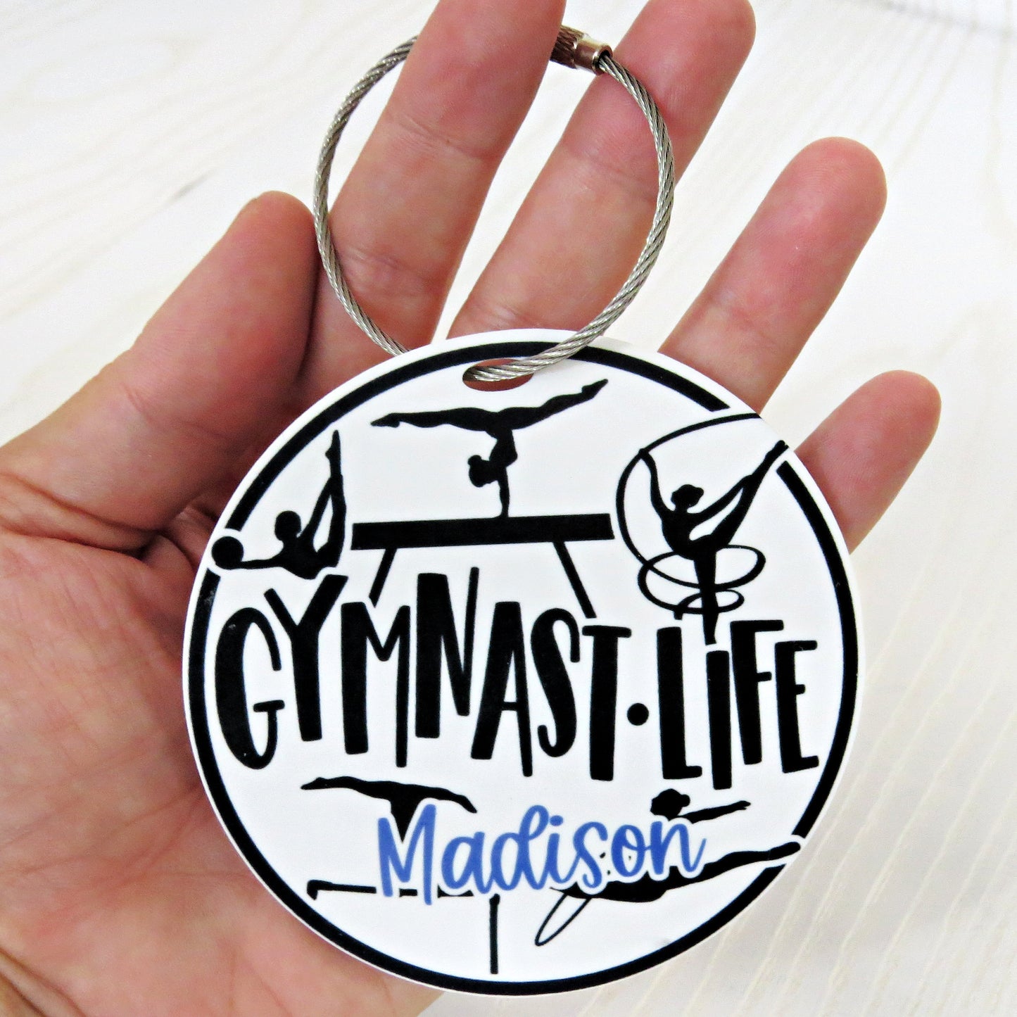 Personalized Gymnastics Bag Tag with Name – Custom Gymnast Keychain for Girls