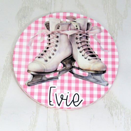 personalized-ice-skating-bag-tag-pink-gingham-custom-name-girls-figure-skater-gift-handmade-boutique-accessory