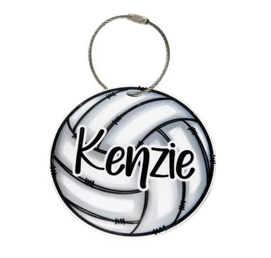 Kenzie's Boutique Handmade Volleyball Bag Tag Personalized with Name for Backpack or Sports Bag Gift – Acrylic Keychain Charm for Girls – Marker ID Identification Label Toddler Teen Accessories