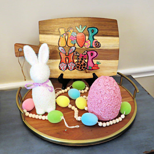 Easter Bunny Hip Hop Decorative Cutting Board for Kitchen with Handle - Wooden Décor Home - 17 x 10 inches