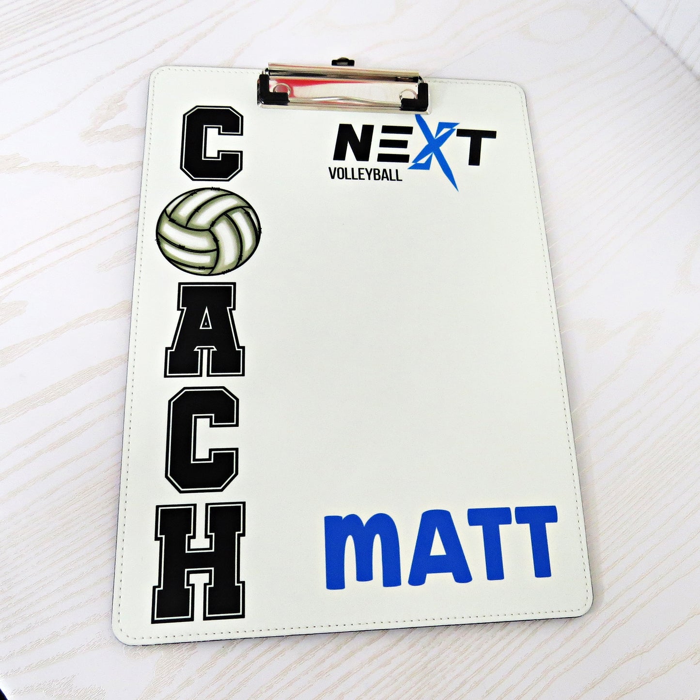 Custom Volleyball Coach Clipboard with Name – Personalized Leather Gift from Player or Team – End of Season Appreciation for Men or Women