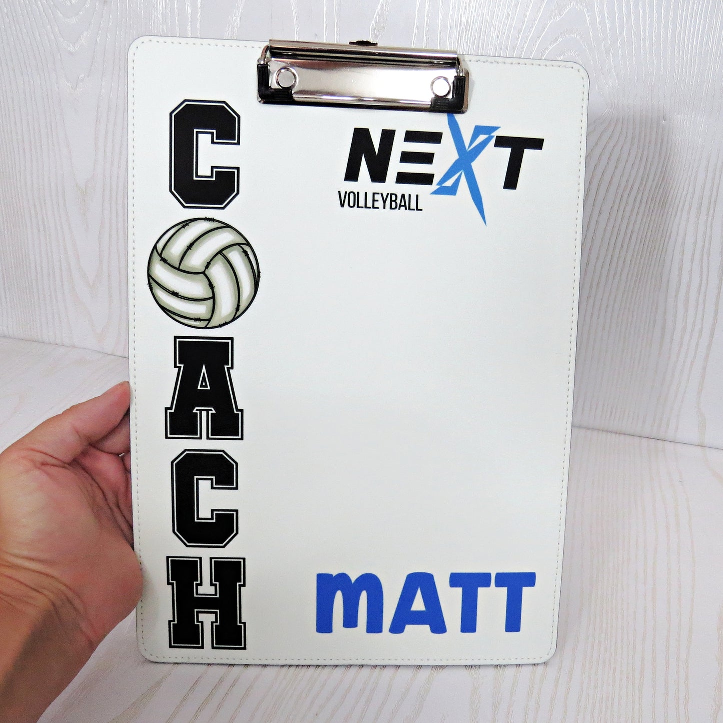 Custom Volleyball Coach Clipboard with Name – Personalized Leather Gift from Player or Team – End of Season Appreciation for Men or Women