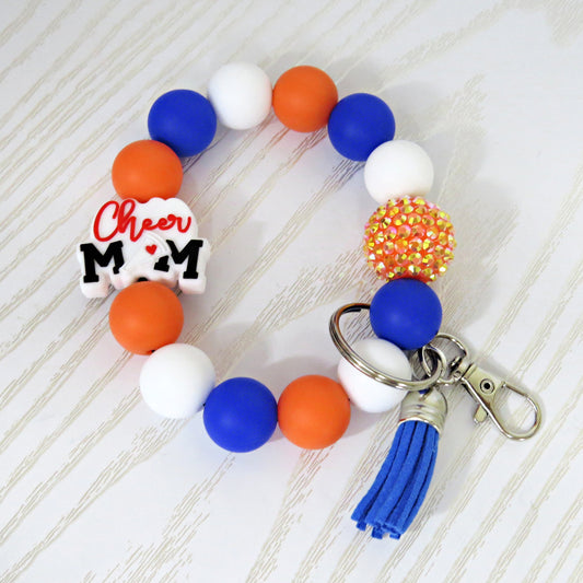 cheer-mom-wristlet-keychain-custom-team-colors-handmade-silicone-bead-bracelet-tassel-gift