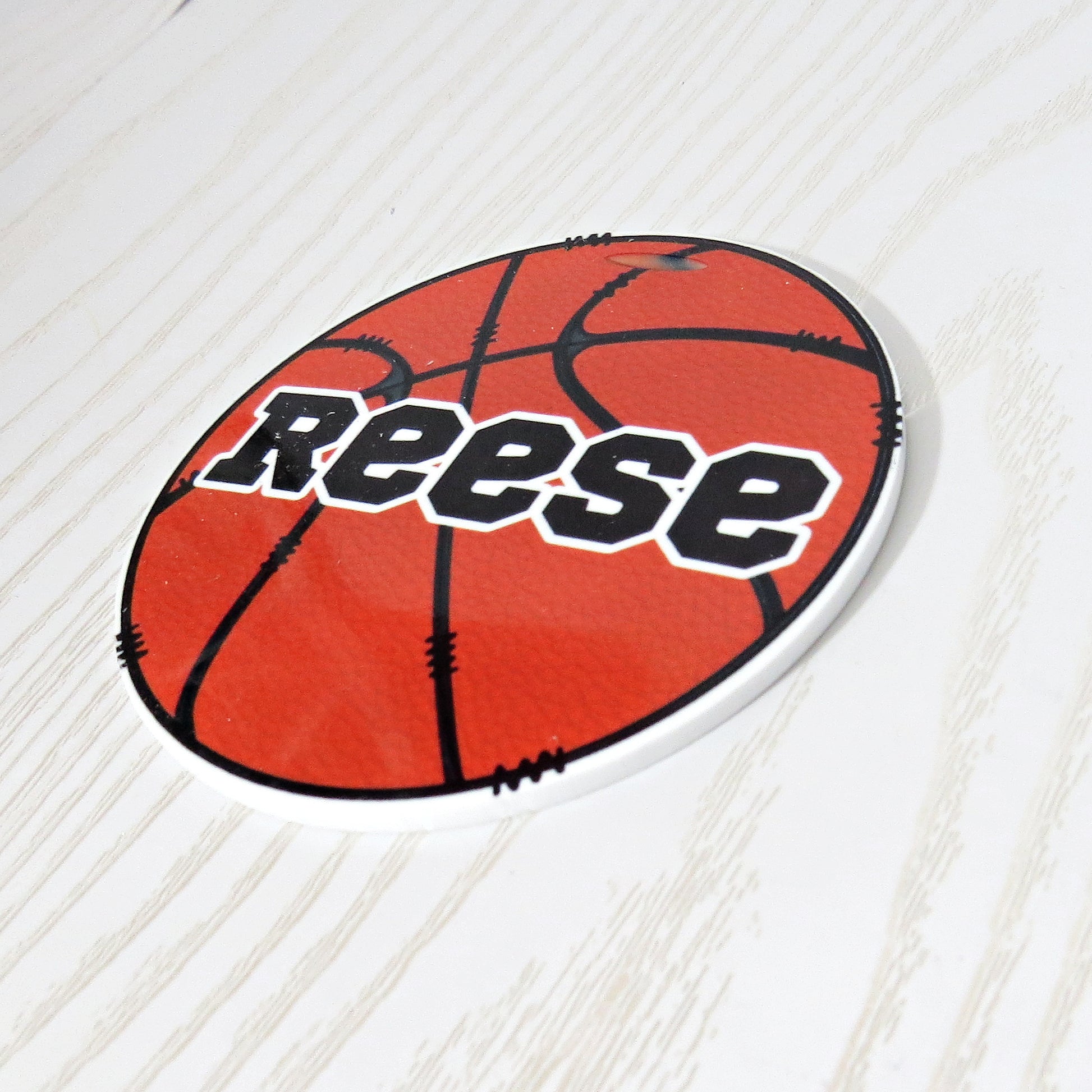 Personalized Basketball Bag Tag - Custom Sports Backpack and Luggage Name Tag - close-up of design detail
