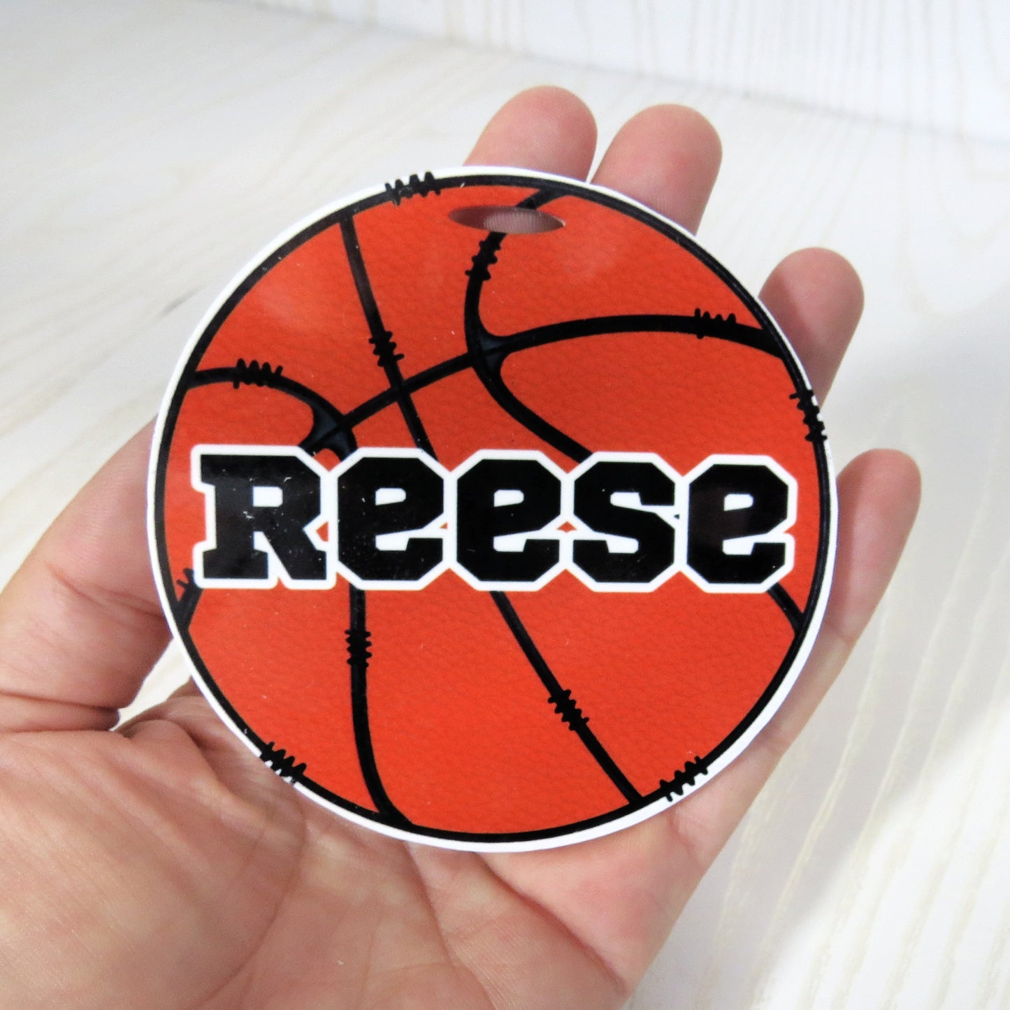 Personalized Basketball Bag Tag - Custom Sports Backpack and Luggage Name Tag - back side view