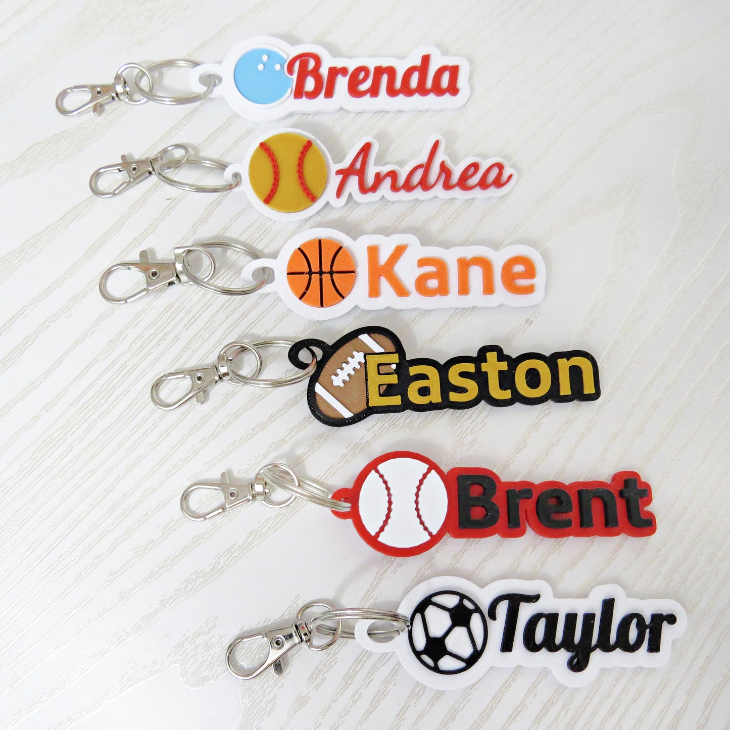 Personalized 3D Sports Name Keychain Bag Tag - Choose Your Sport - size reference