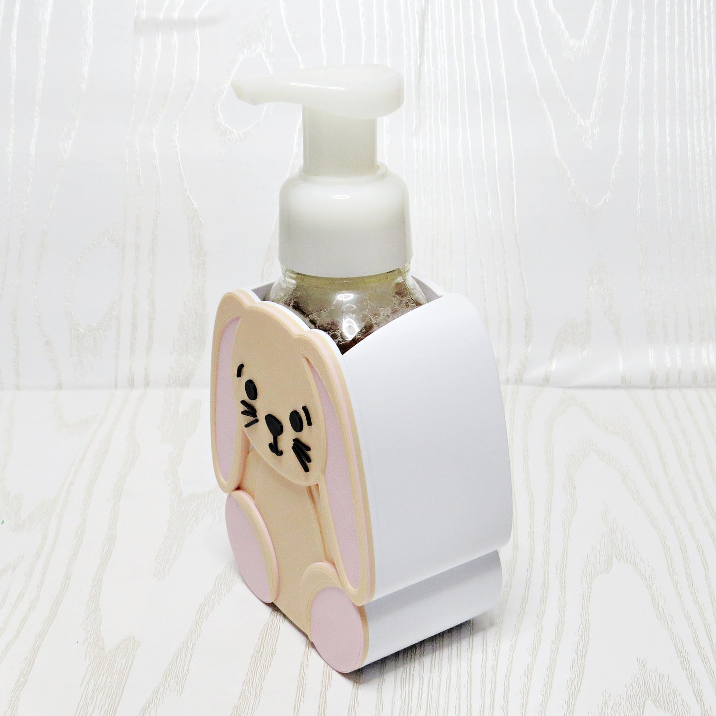 Cute Easter Bunny Foaming Soap Holder – Pastel Spring Bathroom Decor – 3D Printed Rabbit Sink Accessory
