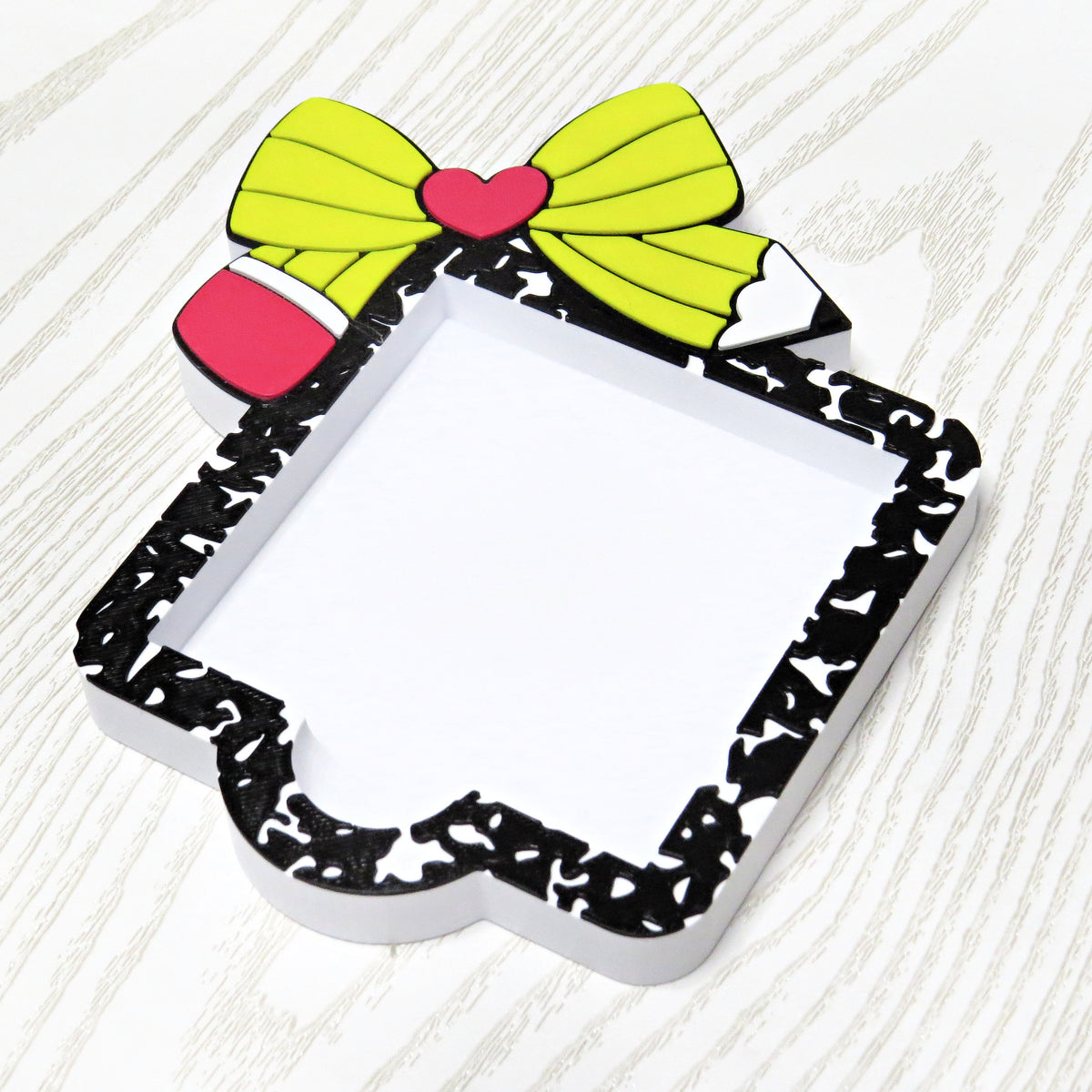 Composition Notebook Sticky Note Holder – 3D Printed Teacher Desk Organizer With Bow