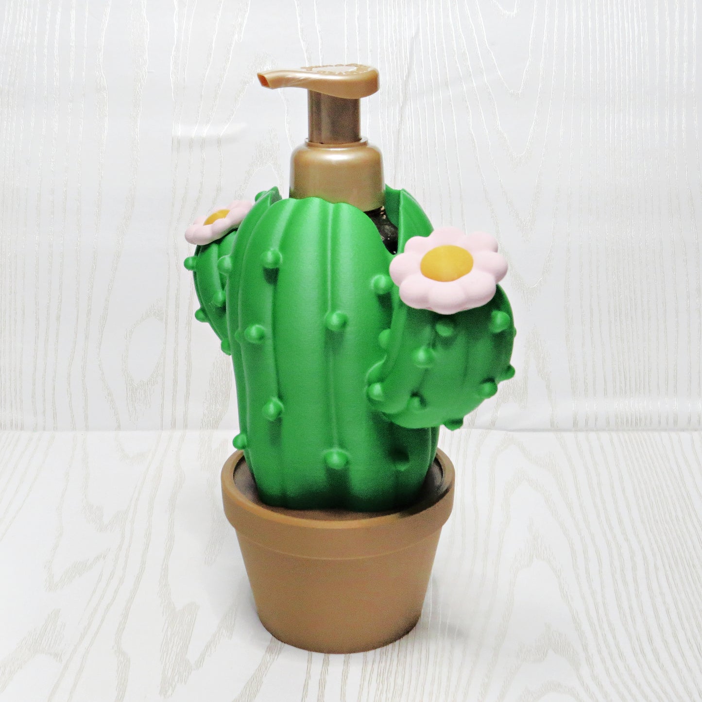 Cactus Foaming Soap Holder for Bath and Body Works - Desert Plant Counter Decor - top view showing pump opening