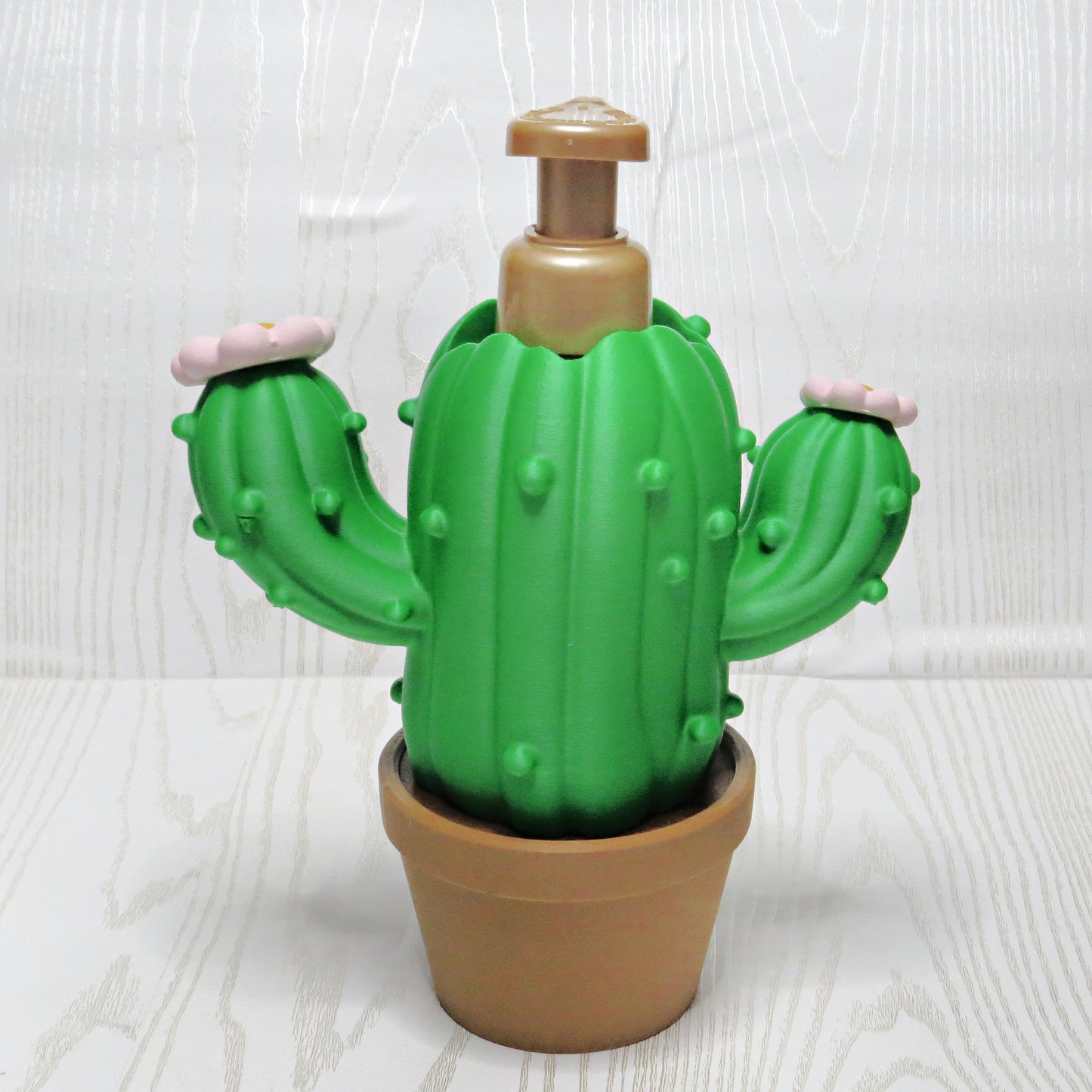 Cactus Foaming Soap Holder for Bath and Body Works - Desert Plant Counter Decor - lifestyle with soap bottle inserted