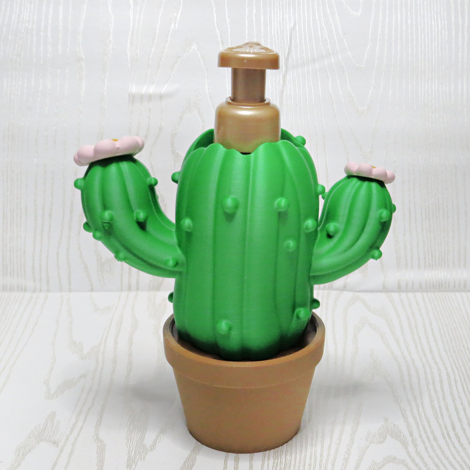 Cactus Foaming Soap Holder for Bath and Body Works - Desert Plant Counter Decor - lifestyle with soap bottle inserted