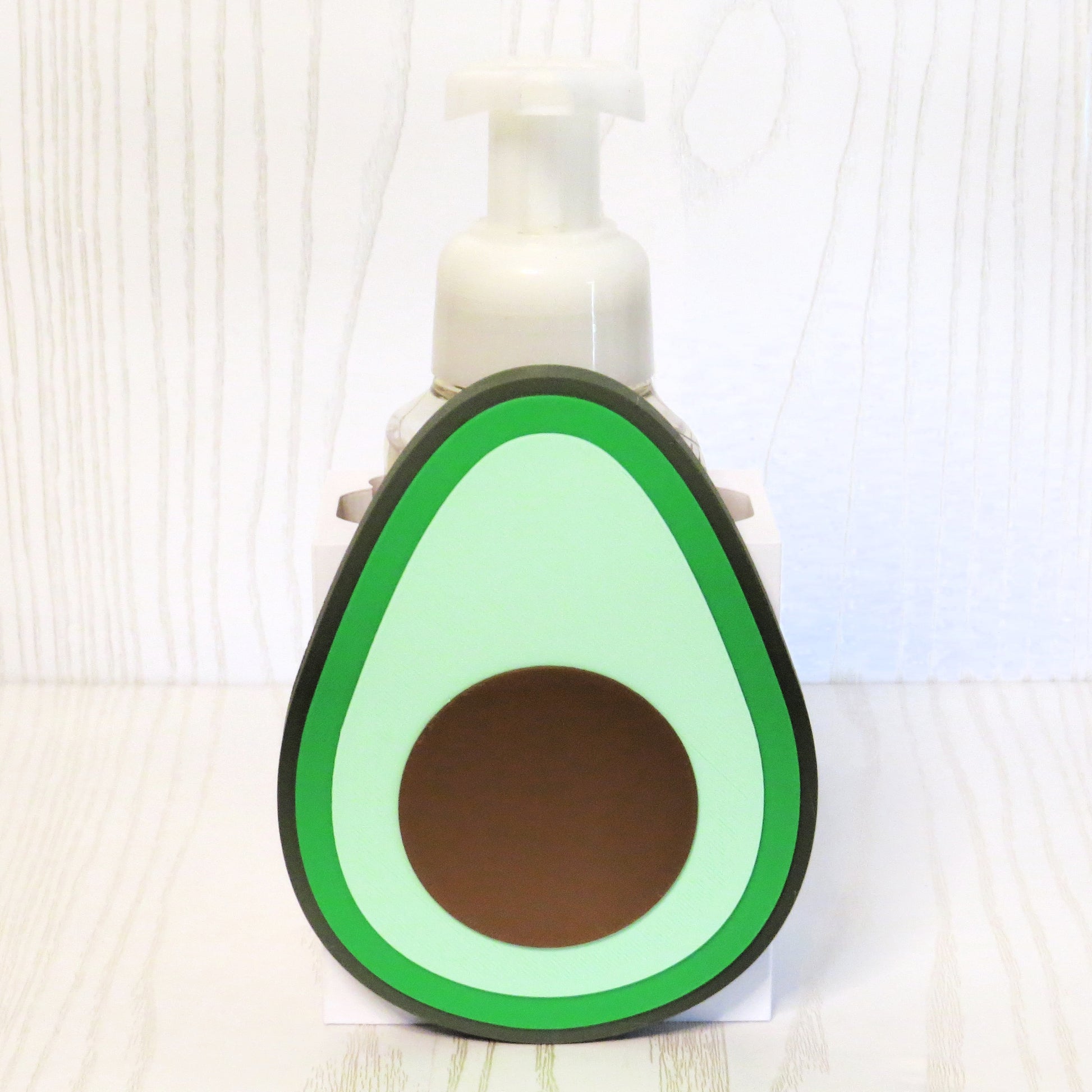 dark-green-bright-green-mint-brown-3d-printed-avocado-cross-section-foaming-soap-holder-kitchen-bathroom-food-themed-decor
