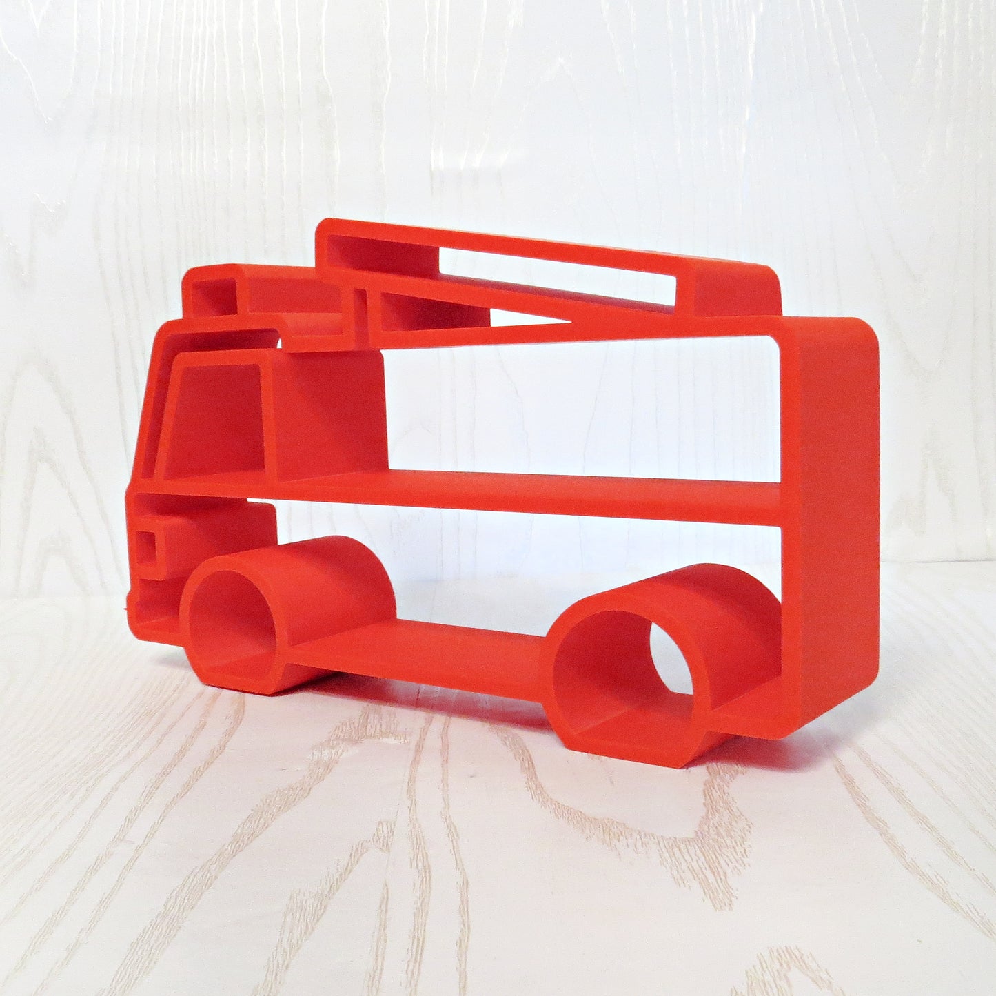 Fire Truck Shelf – 3D Printed Red Firetruck Kids Room Trinket Organizer – Vehicle Decor