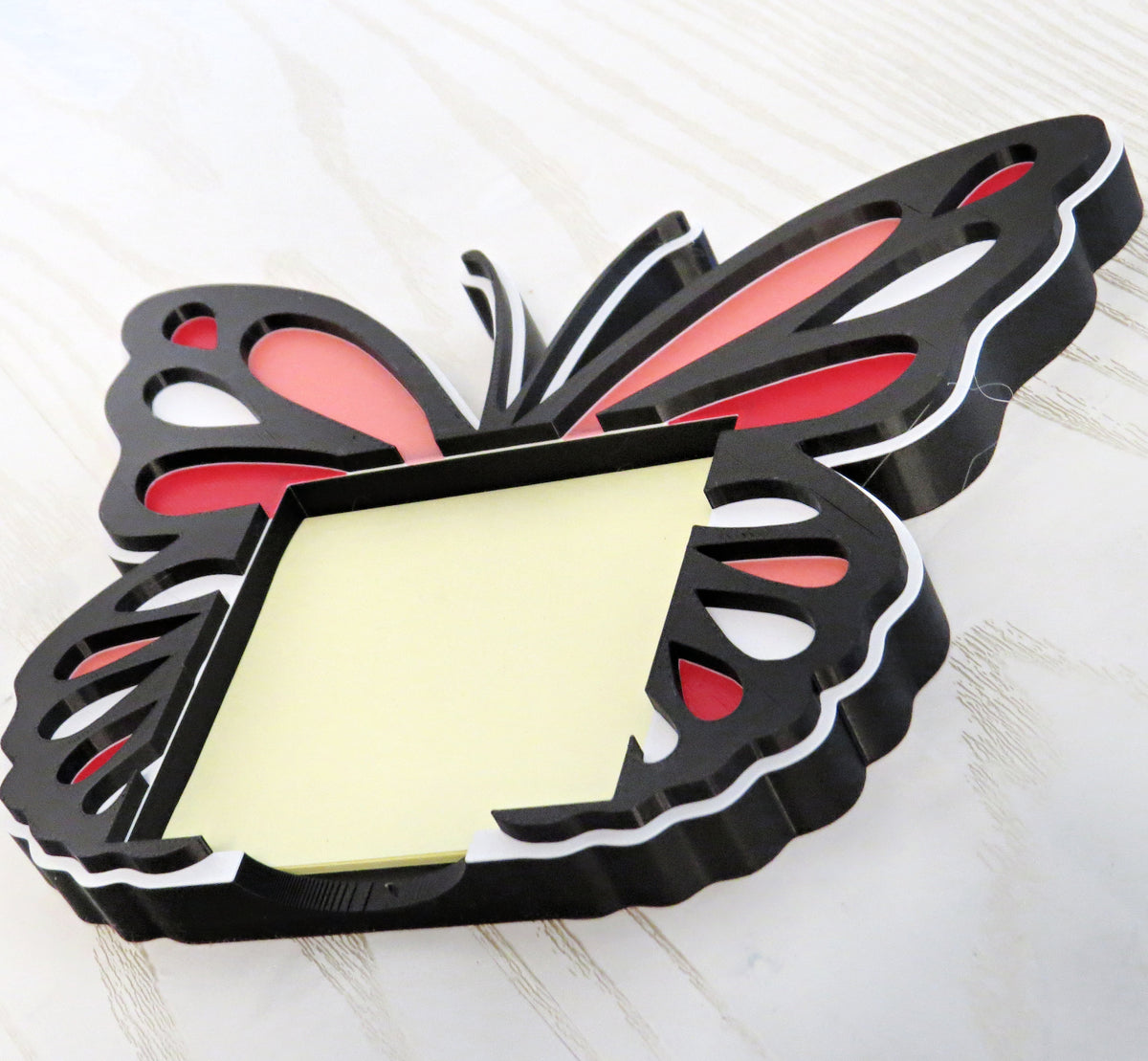 Butterfly Sticky Note Holder – 3D Printed Floral Desk Organizer Girls Office Decor