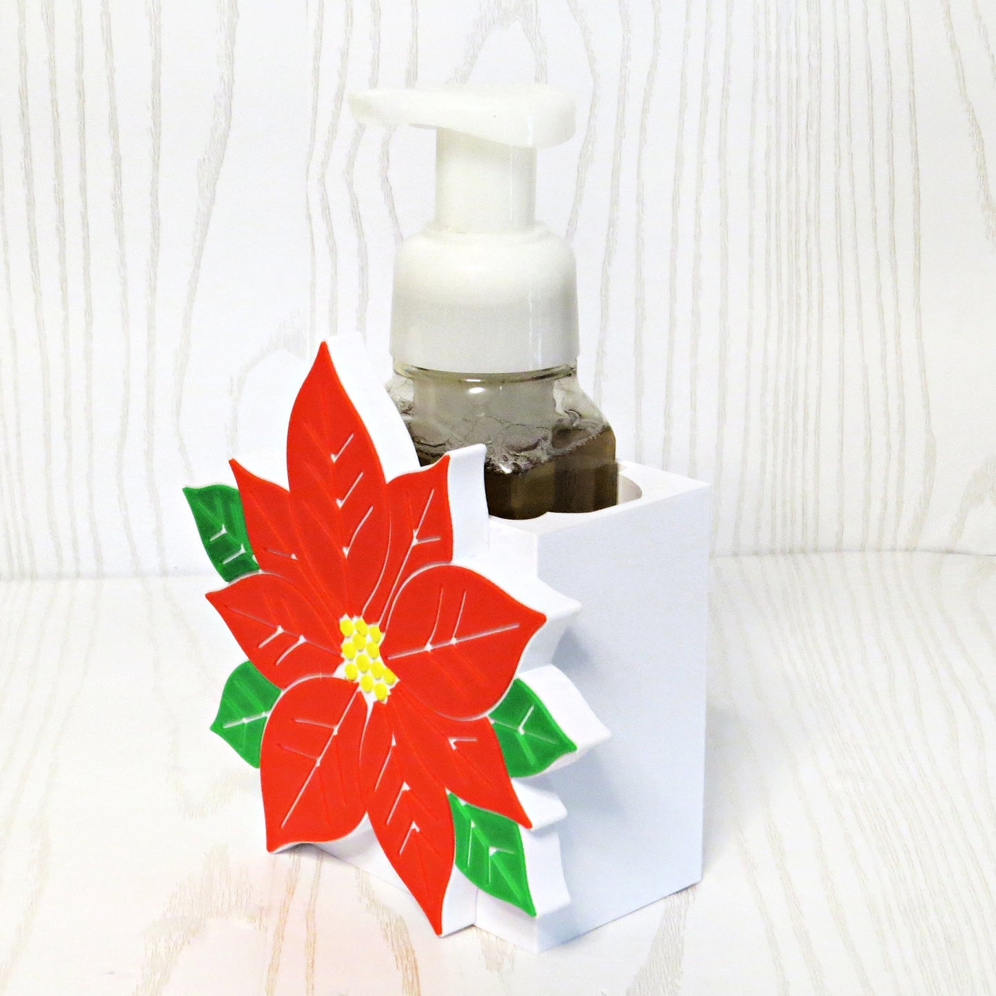 Poinsettia Soap Holder – 3D Printed Christmas Floral Holiday Bathroom Decor – BBW Compatible