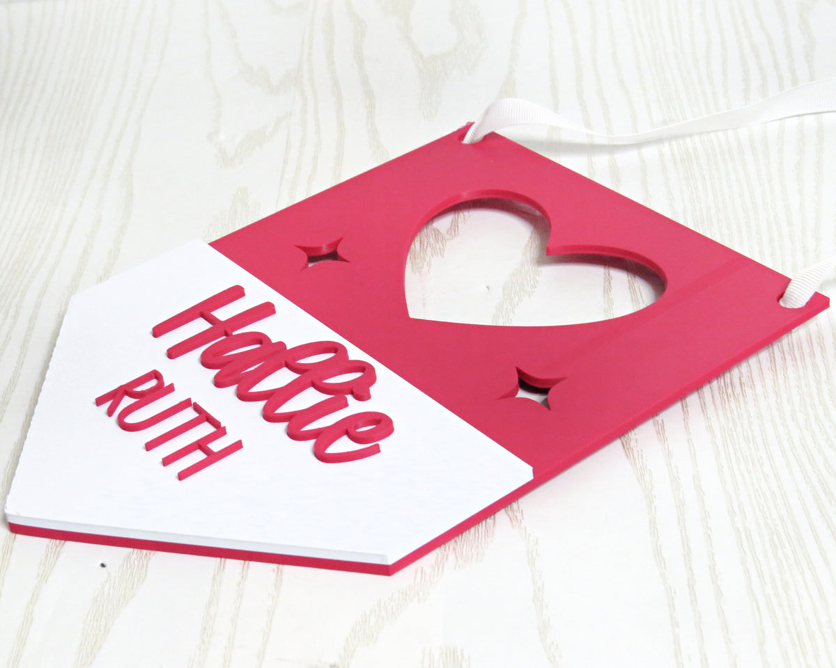 Personalized Heart Name Pendant — Custom Wall Hanging Sign for Girls Room or Nursery
