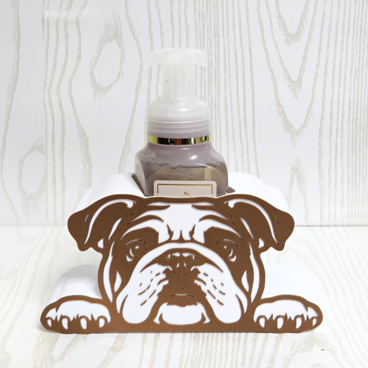 English Bulldog Foaming Soap Holder — Dog Breed Bathroom Decor for BBW Bottles