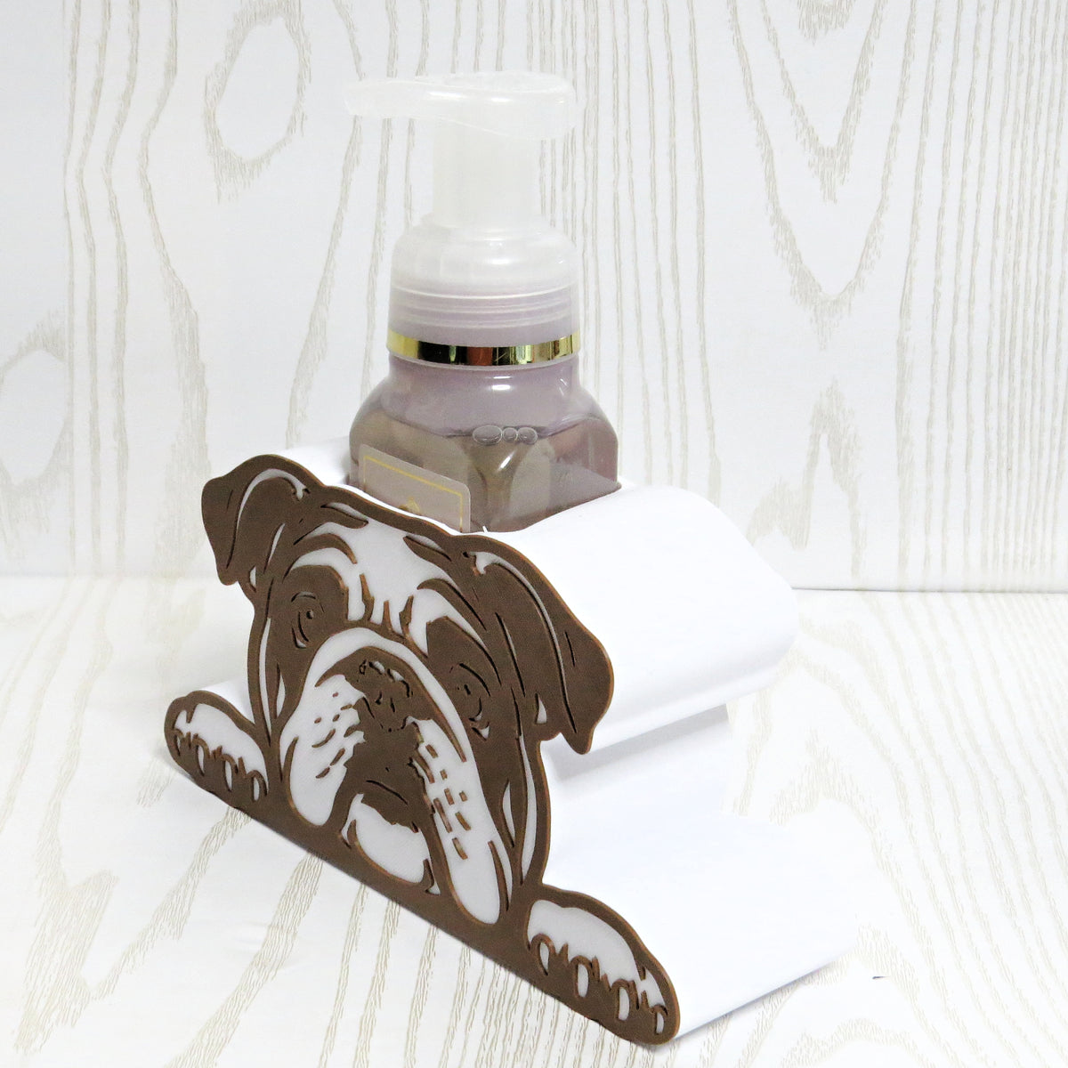 English Bulldog Foaming Soap Holder — Dog Breed Bathroom Decor for BBW Bottles