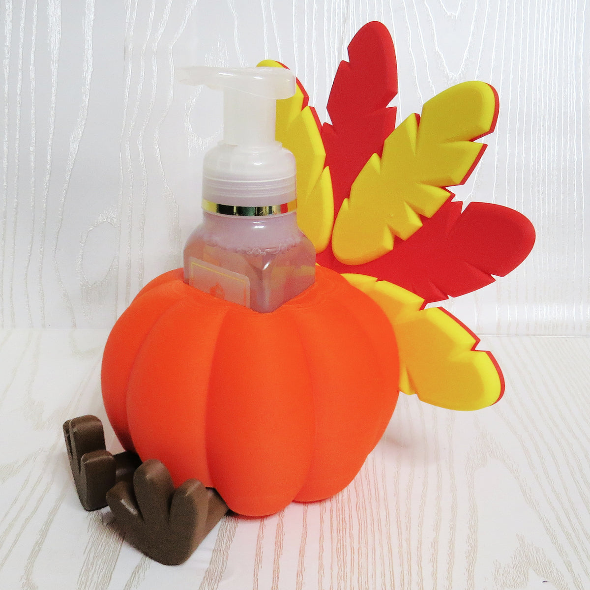 Turkey Pumpkin Foaming Soap Holder — Thanksgiving Fall Bathroom Decor for BBW Bottles