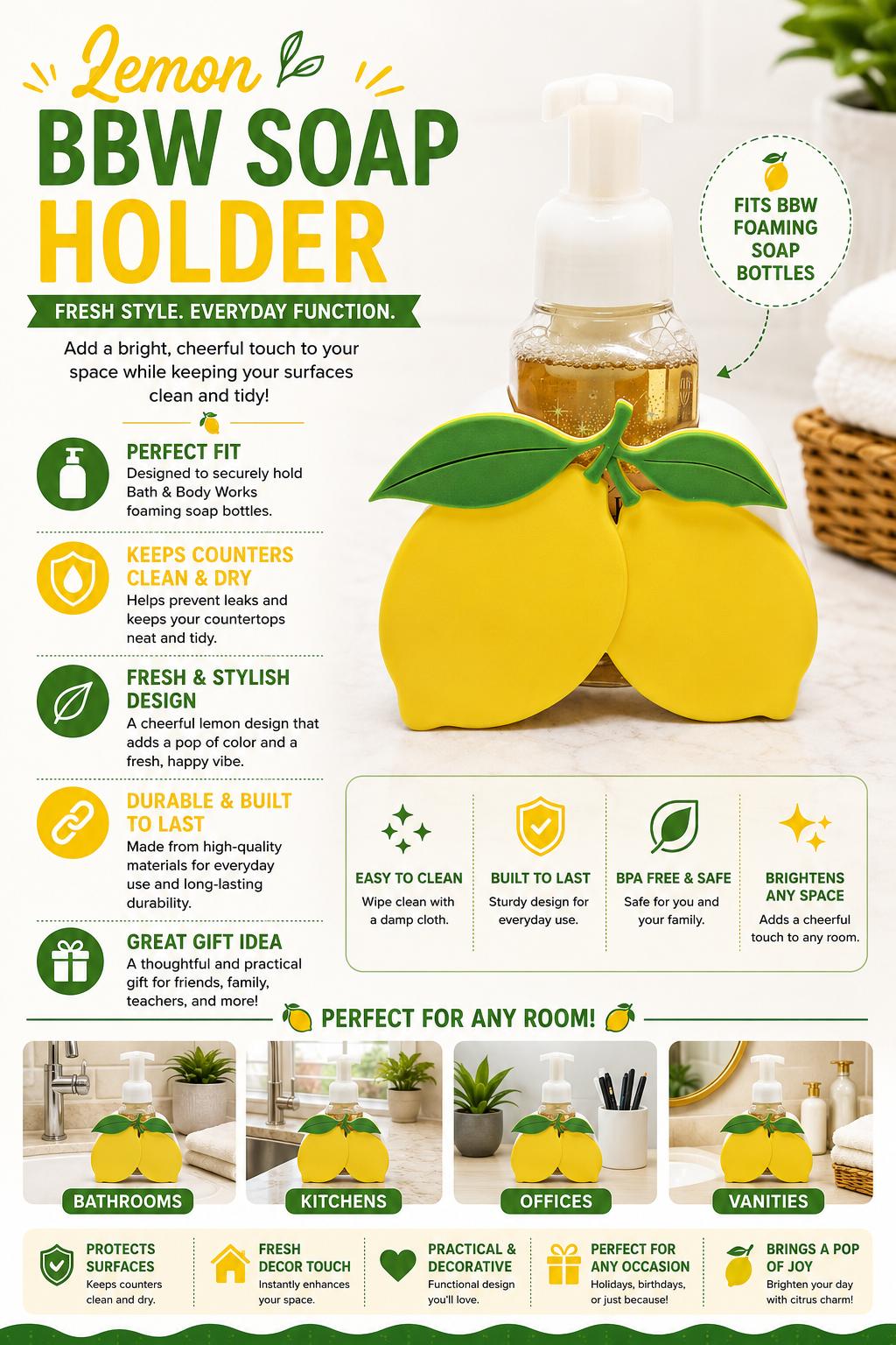 Lemon Foaming Soap Holder – Bright Kitchen Decor