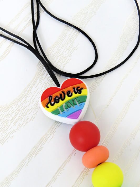 Love is Love Pride Lanyard - Rainbow Stylish Cute Beaded Design - Breakaway Clasp for ID Badges and Keys