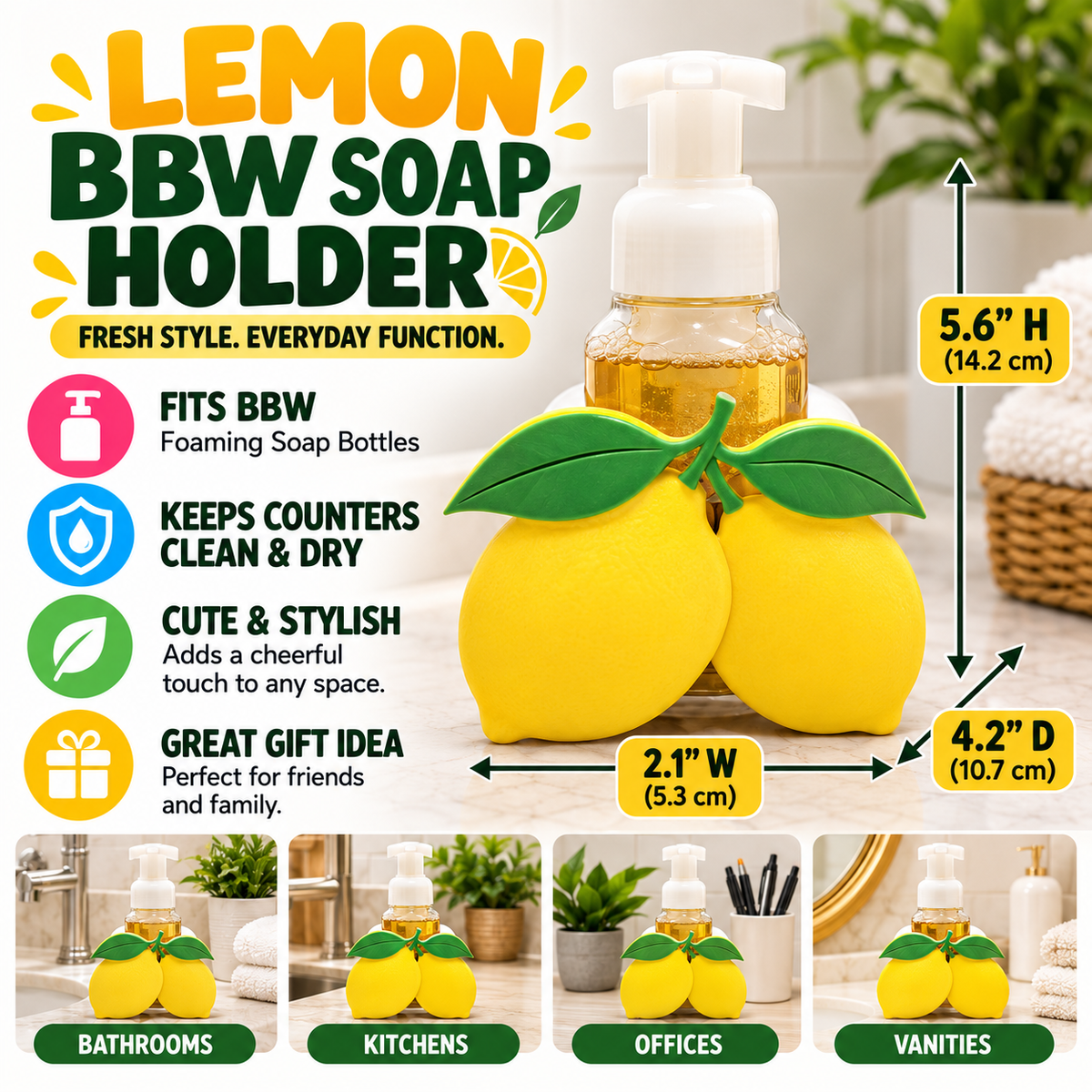 Lemon Foaming Soap Holder – Bright Kitchen Decor