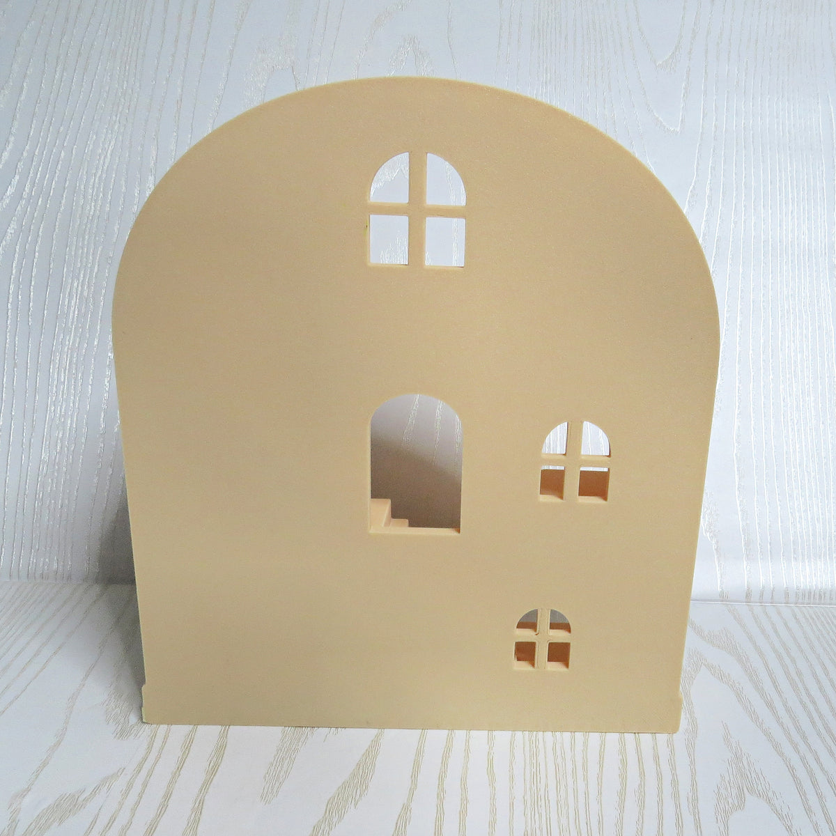 Mini Dollhouse Shelf — Arched Miniature Display Stand with Stairs and Windows for Kids Room Decor