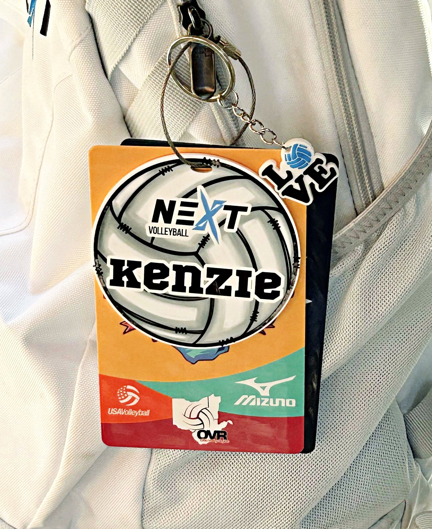 Sports Bag Tag Personalized with Name - Kids Soccer Volleyball Baseball Softball Golf Basketball Bag Name Tag Keychain