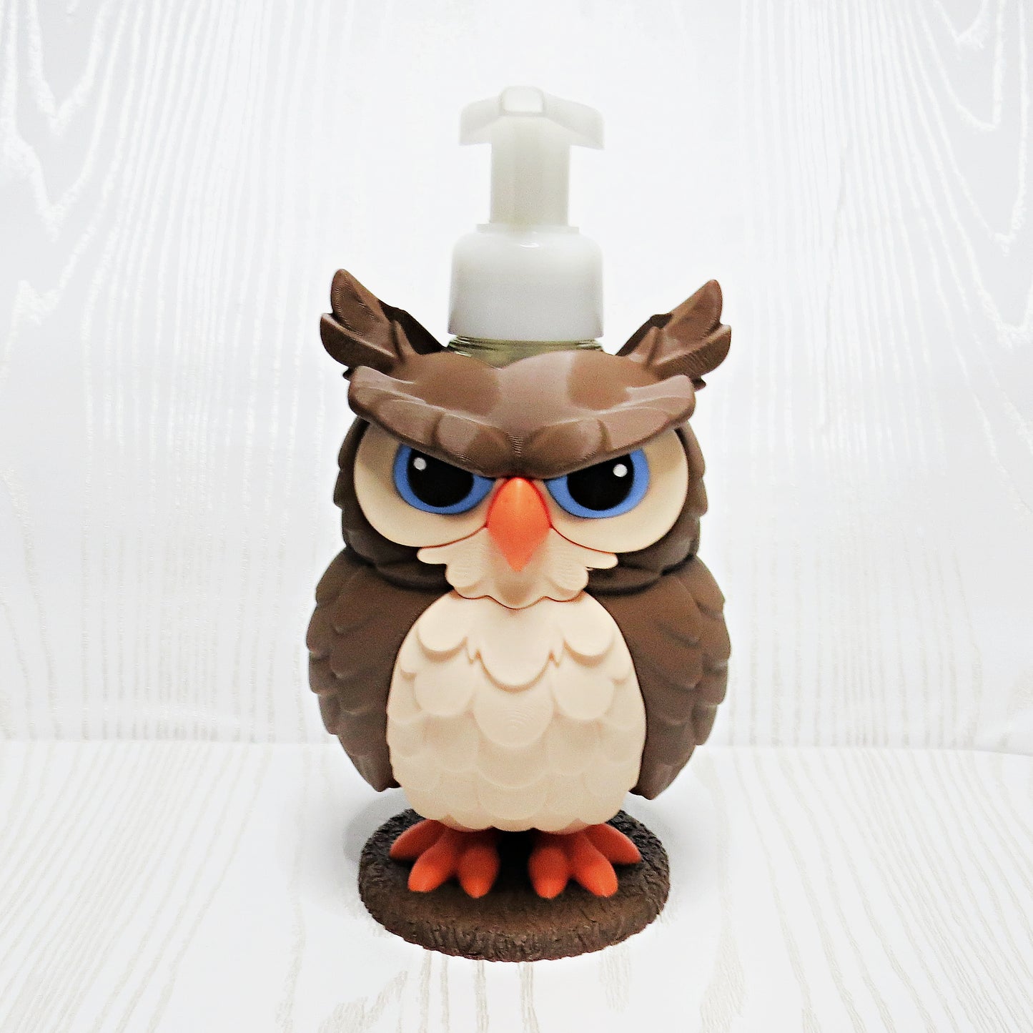 Owl foaming soap holder bathroom countertop decor